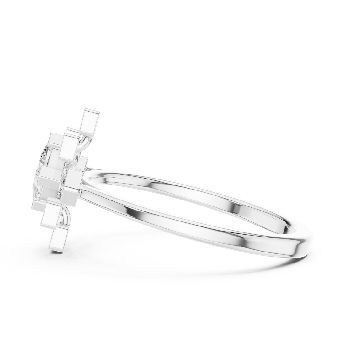 Floral design ring with petal pattern.