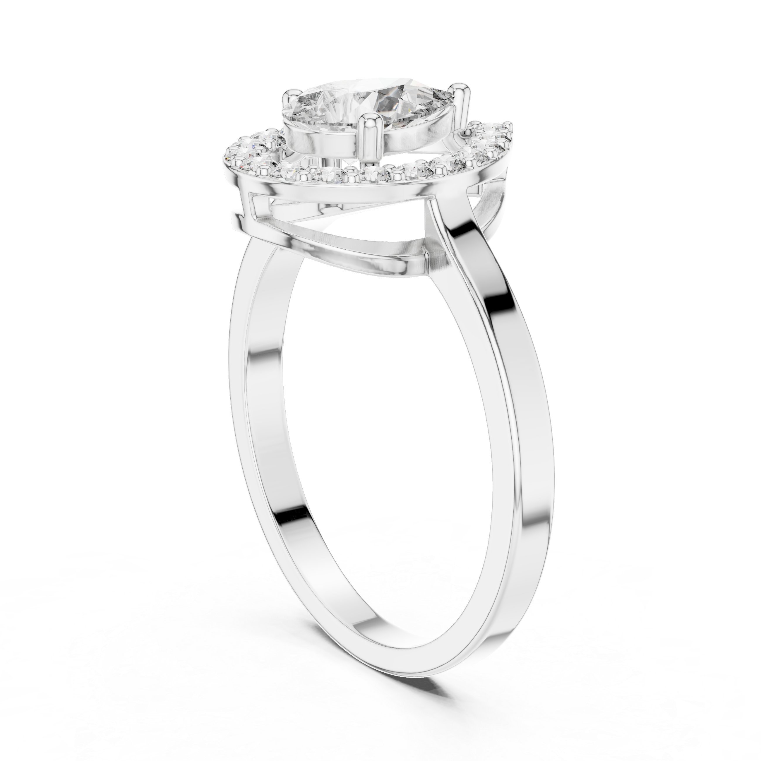 Diamond flower stud earrings with bright shine.