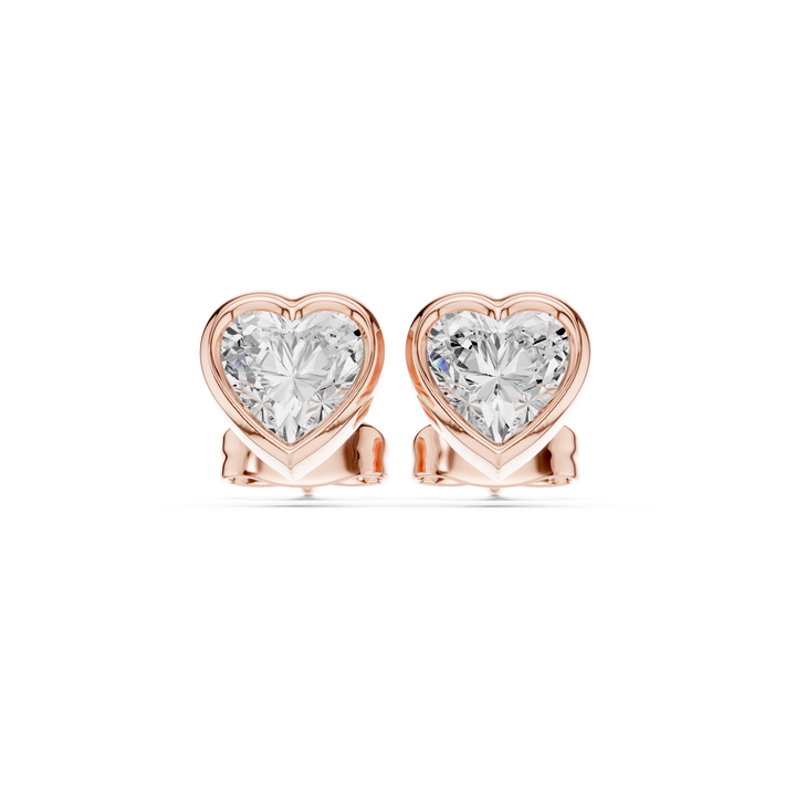Heart Cut Diamond Bezel Set Classic Romantic Stud Earrings
