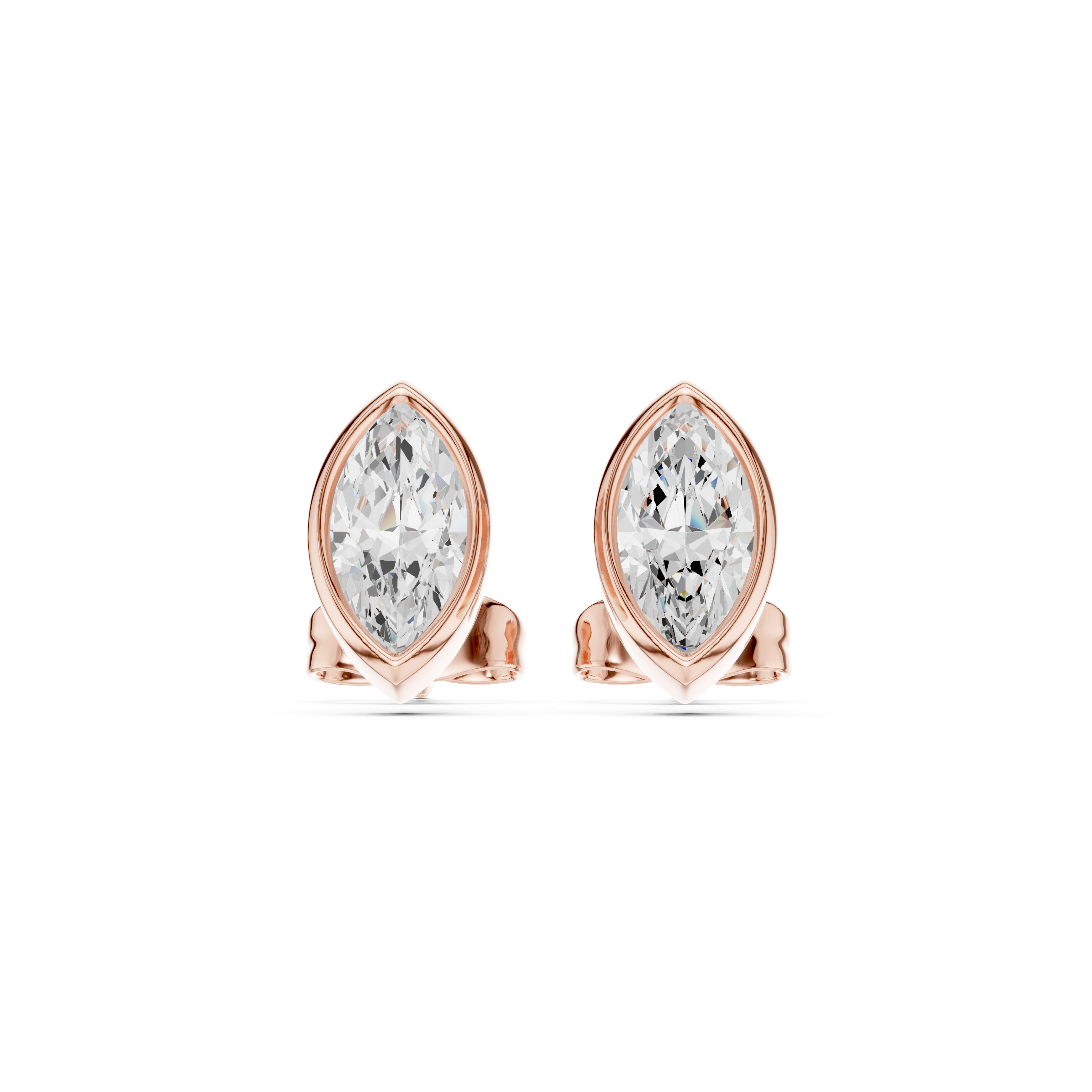 Marquise Cut Diamond Bezel Set Stud Earrings