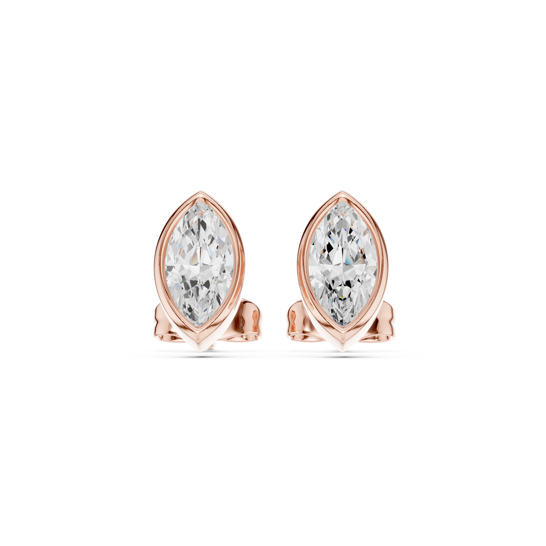 Marquise Cut Diamond Bezel Set Stud Earrings