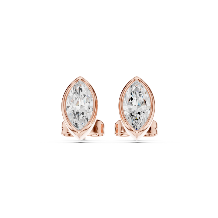 Marquise Cut Diamond Bezel Set Stud Earrings