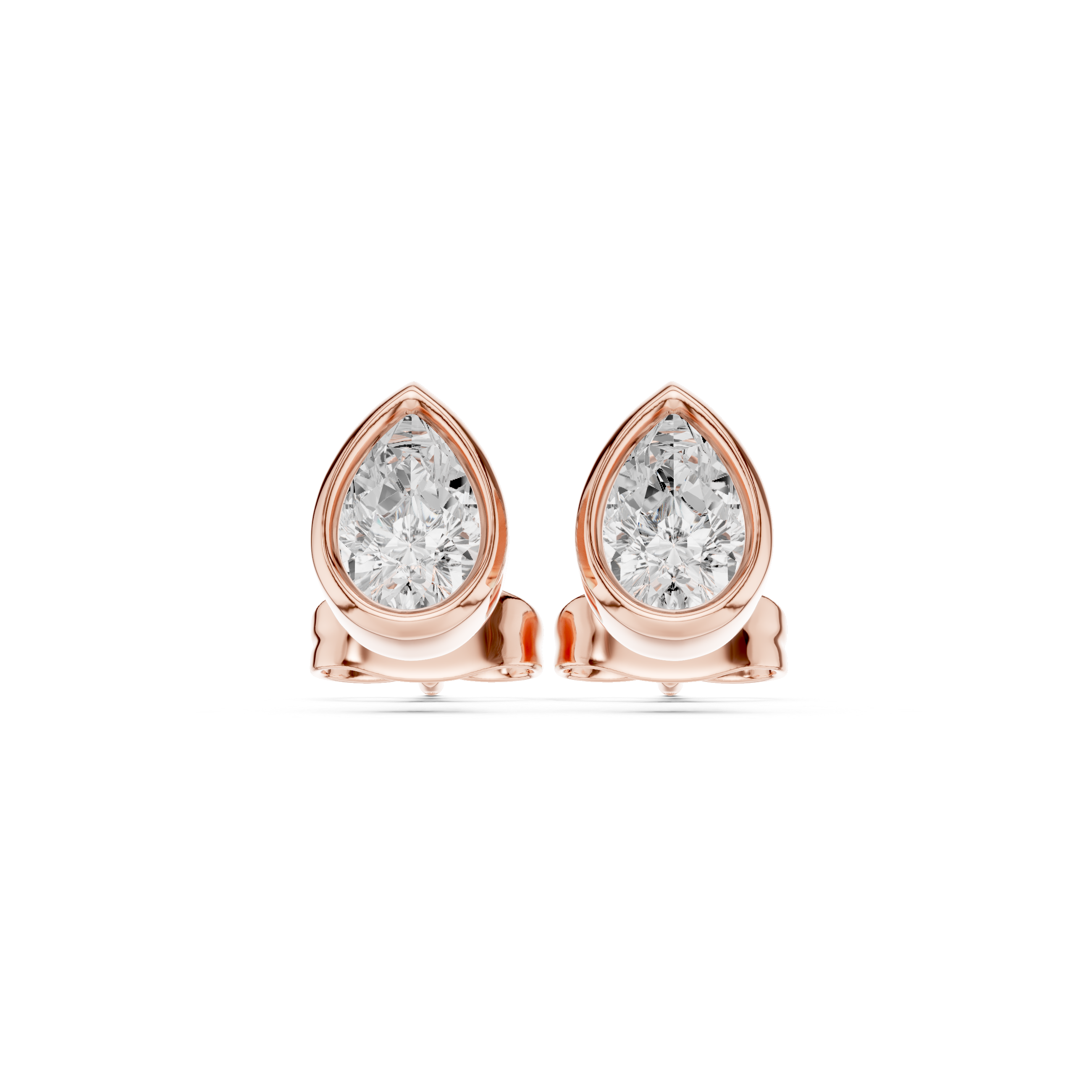 Pear Cut Diamond Bezel Set Stud Earrings with Timeless Elegance
