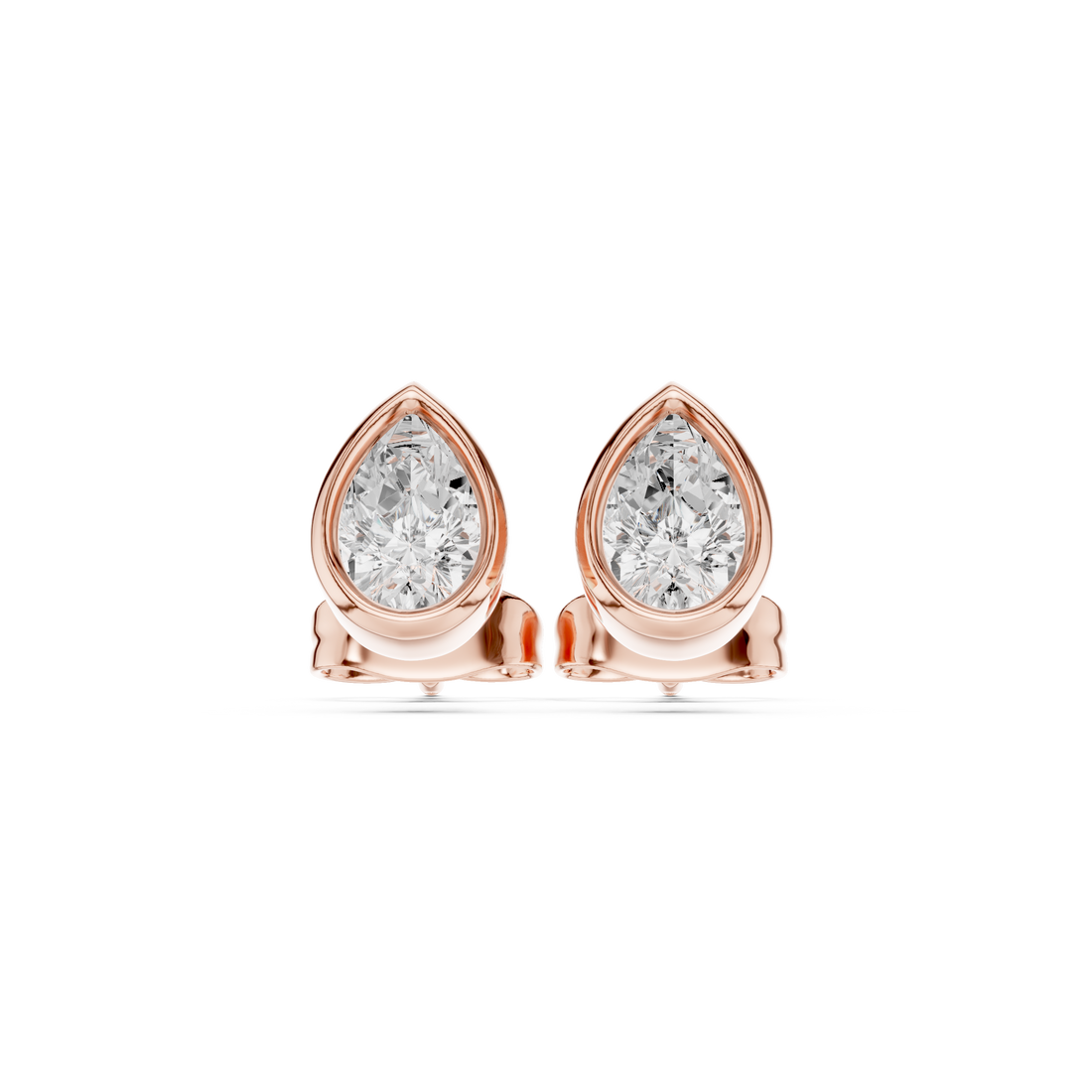 Pear Cut Diamond Bezel Set Stud Earrings with Timeless Elegance