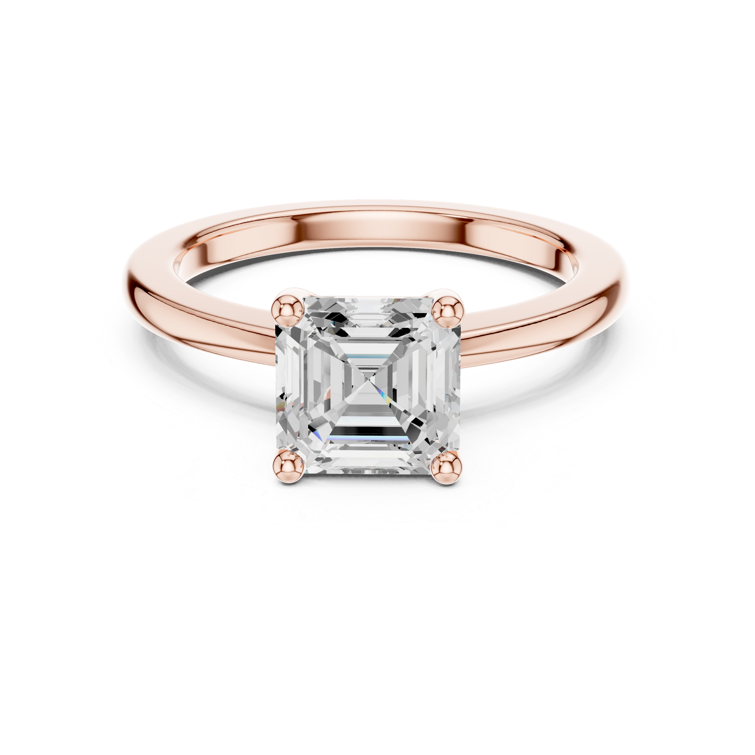Sparkling Asscher Cut Diamond Solitaire Engagement Ring close-up accent detail