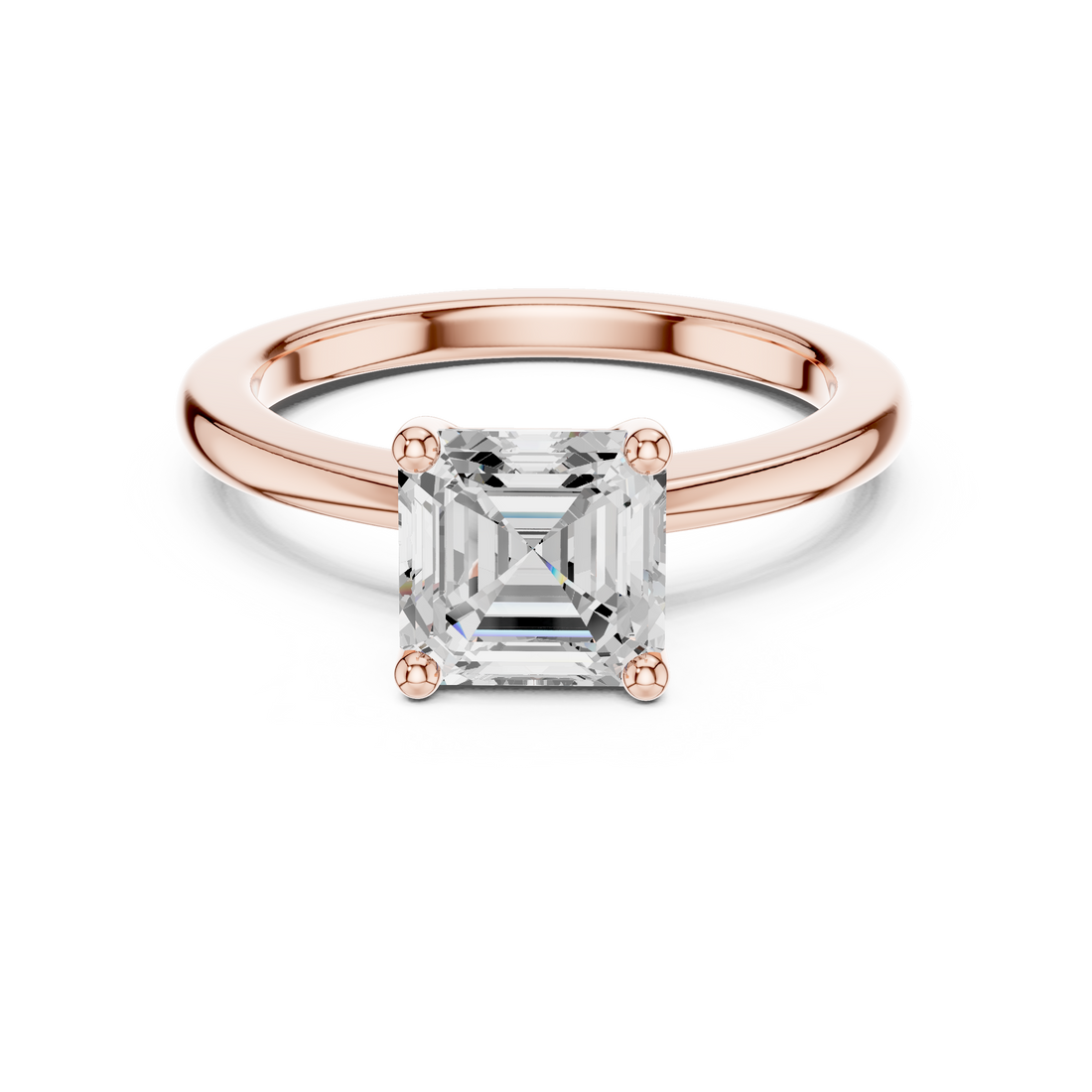 Sparkling Asscher Cut Diamond Solitaire Engagement Ring close-up accent detail