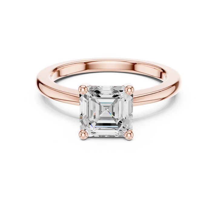 Sparkling Asscher Cut Diamond Solitaire Engagement Ring close-up accent detail