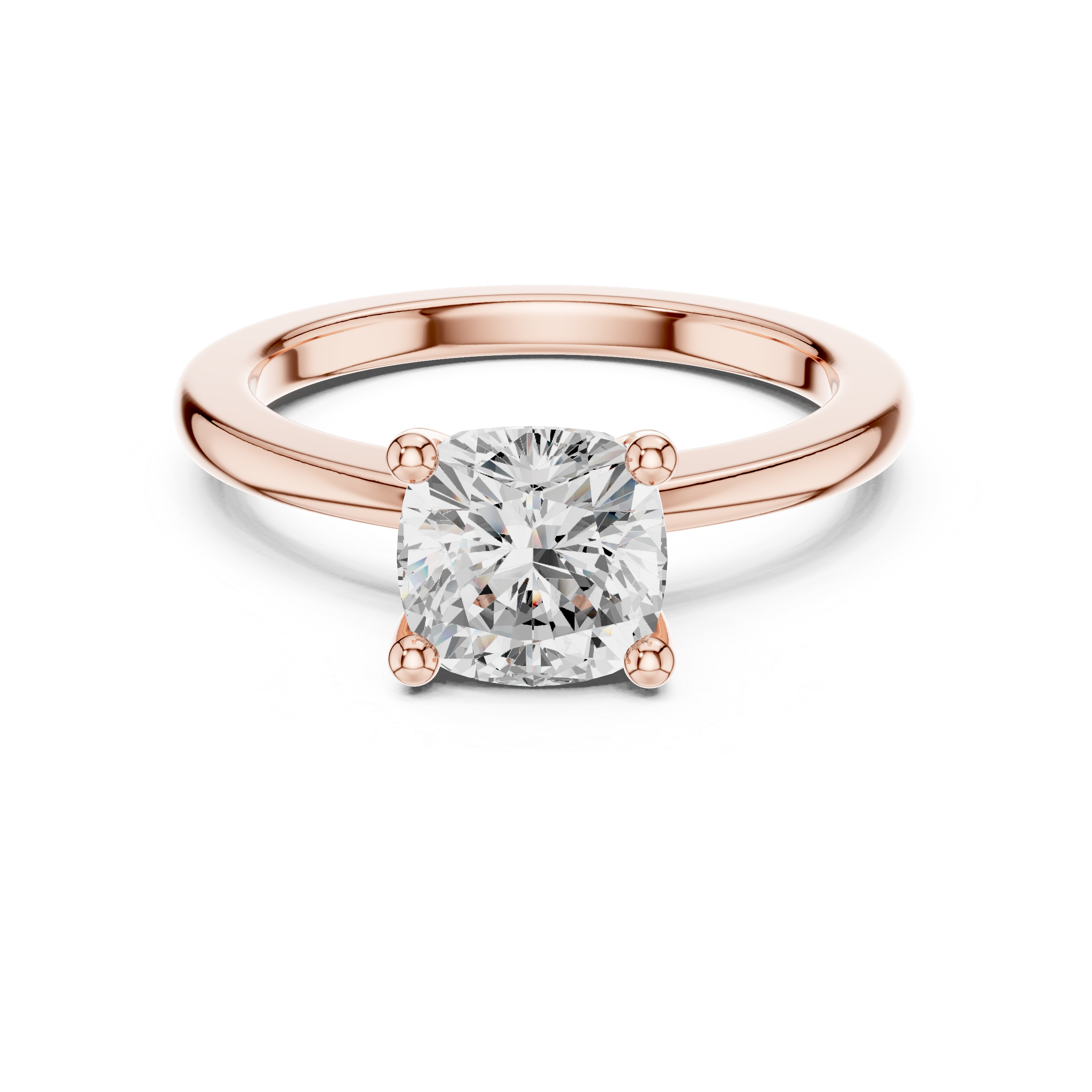 Timeless Cushion Cut Diamond Solitaire Engagement Ring Classic Four Prong accent stones classic look