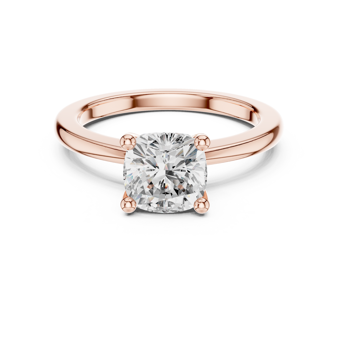 Timeless Cushion Cut Diamond Solitaire Engagement Ring Classic Four Prong accent stones classic look