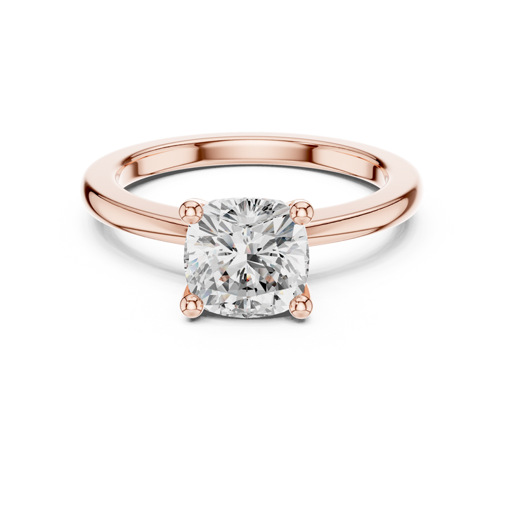 Timeless Cushion Cut Diamond Solitaire Engagement Ring Classic Four Prong accent stones classic look
