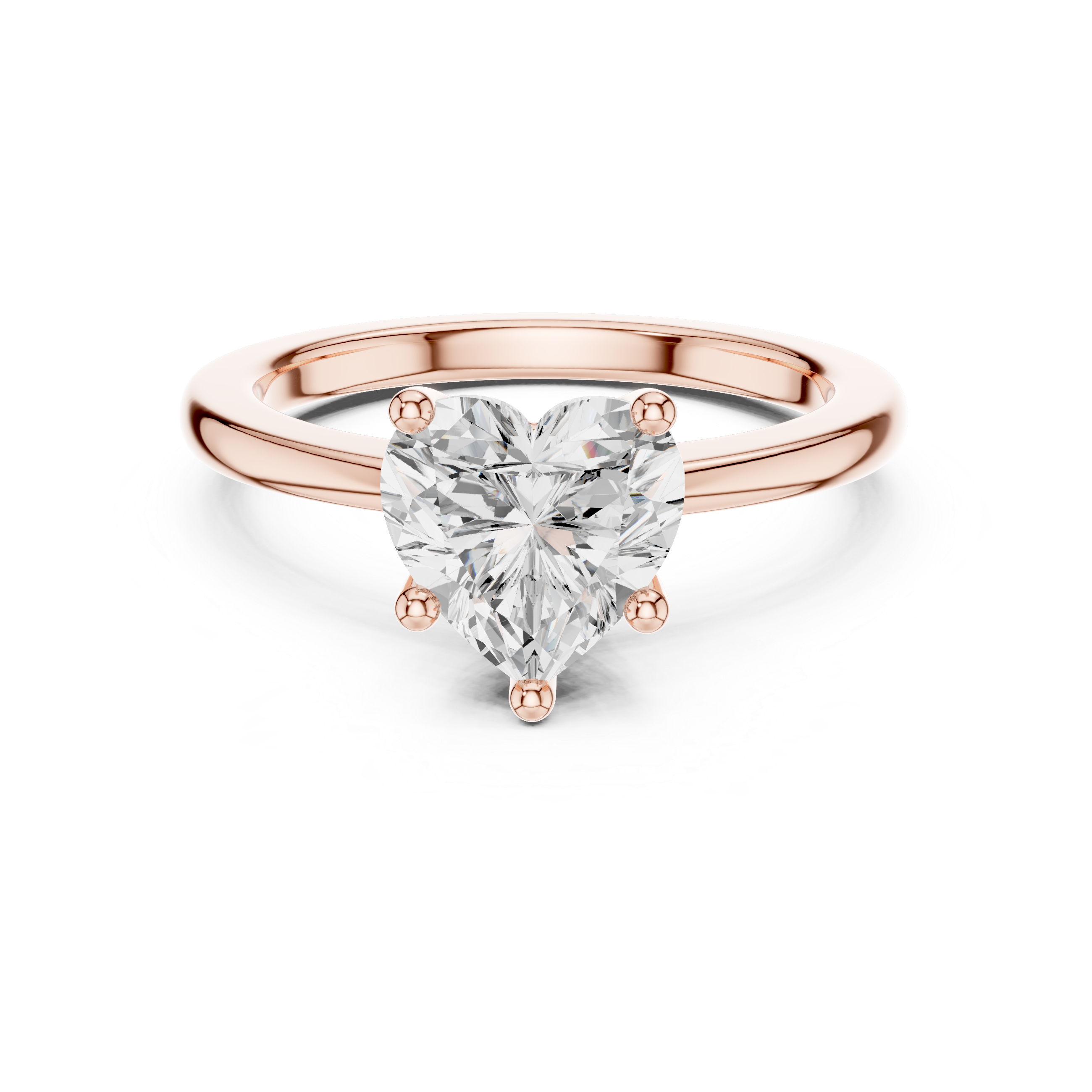 Timeless Heart Cut Diamond Solitaire Engagement Ring Classic Four Prong accent stones classic look