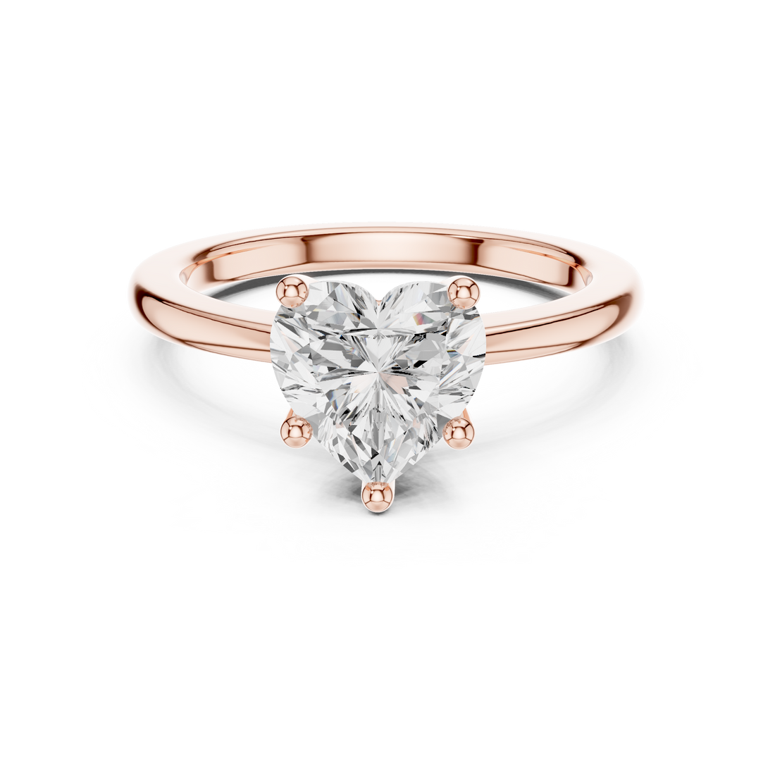 Timeless Heart Cut Diamond Solitaire Engagement Ring Classic Four Prong accent stones classic look