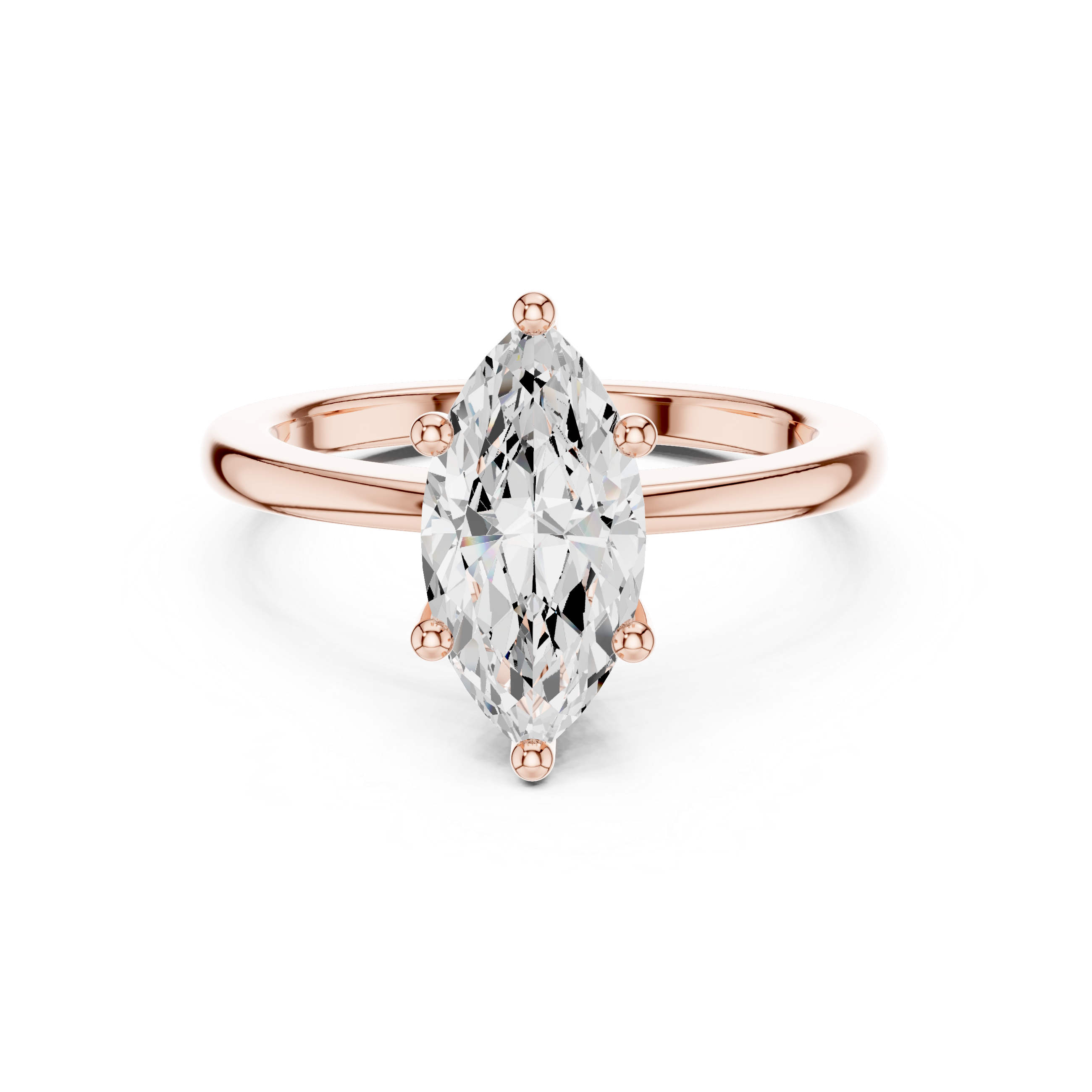 Sparkling Marquise Cut Diamond Solitaire Engagement Ring close-up accent detail