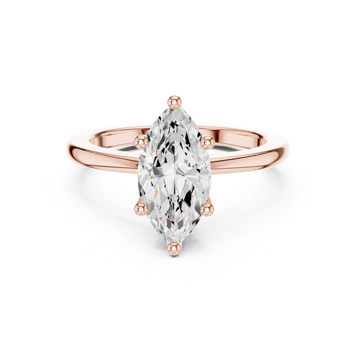 Sparkling Marquise Cut Diamond Solitaire Engagement Ring close-up accent detail