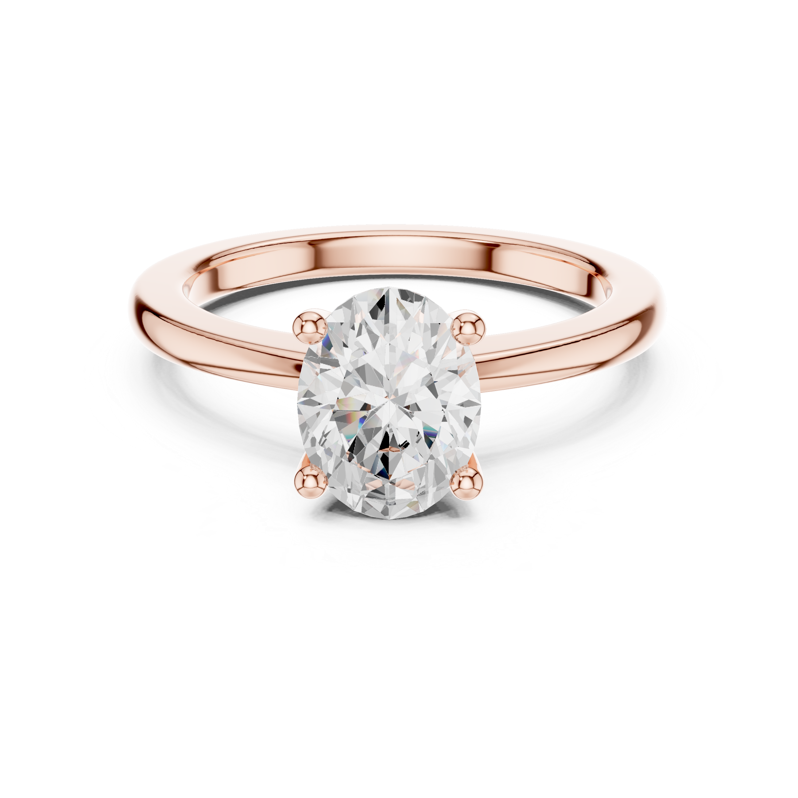Timeless Oval Cut Diamond Solitaire Engagement Ring Classic Four Prong accent stones classic look