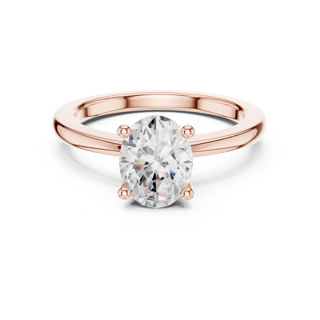 Timeless Oval Cut Diamond Solitaire Engagement Ring Classic Four Prong accent stones classic look