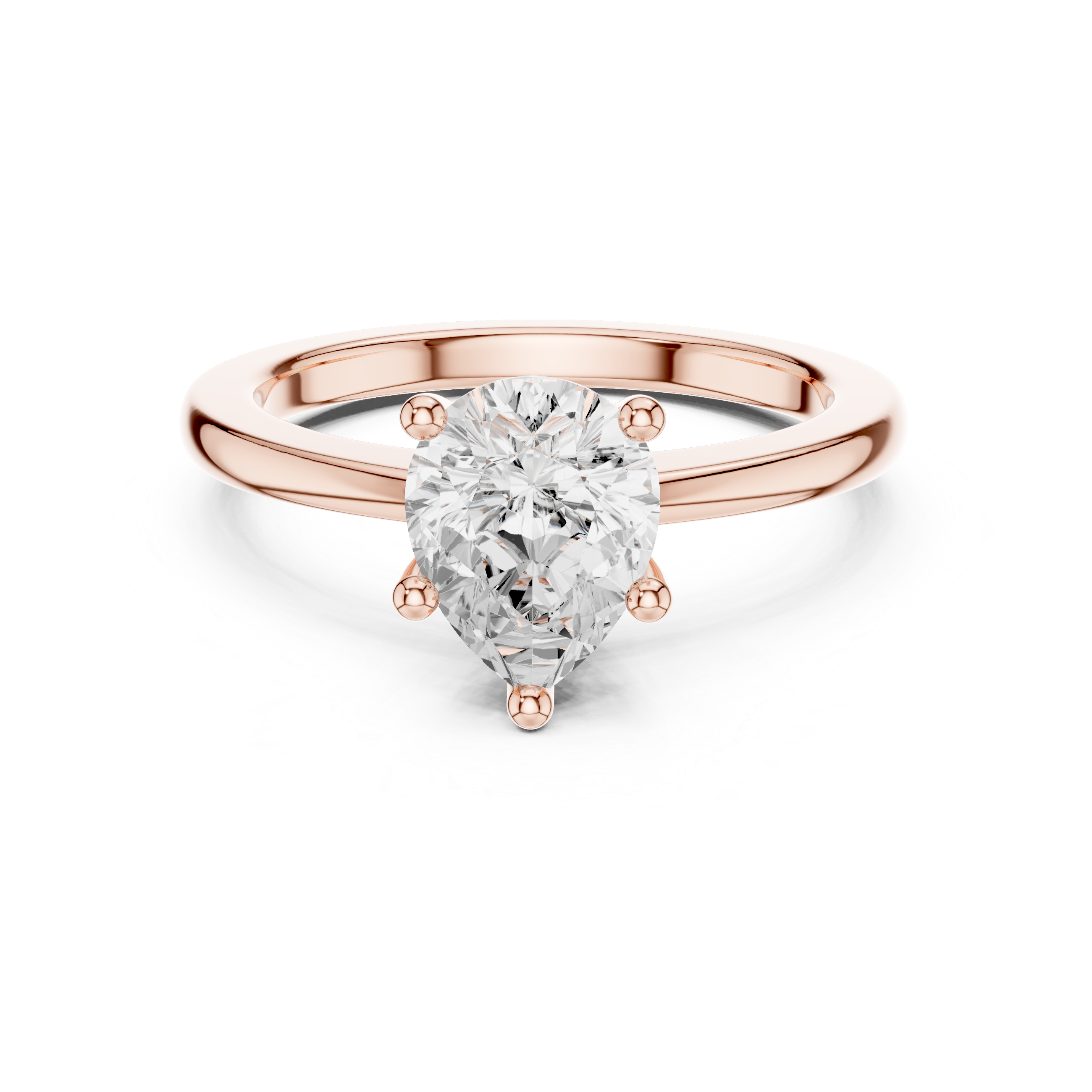 Sparkling Pear Cut Diamond Solitaire Engagement Ring Classic Five Prong Setting close-up accent detail