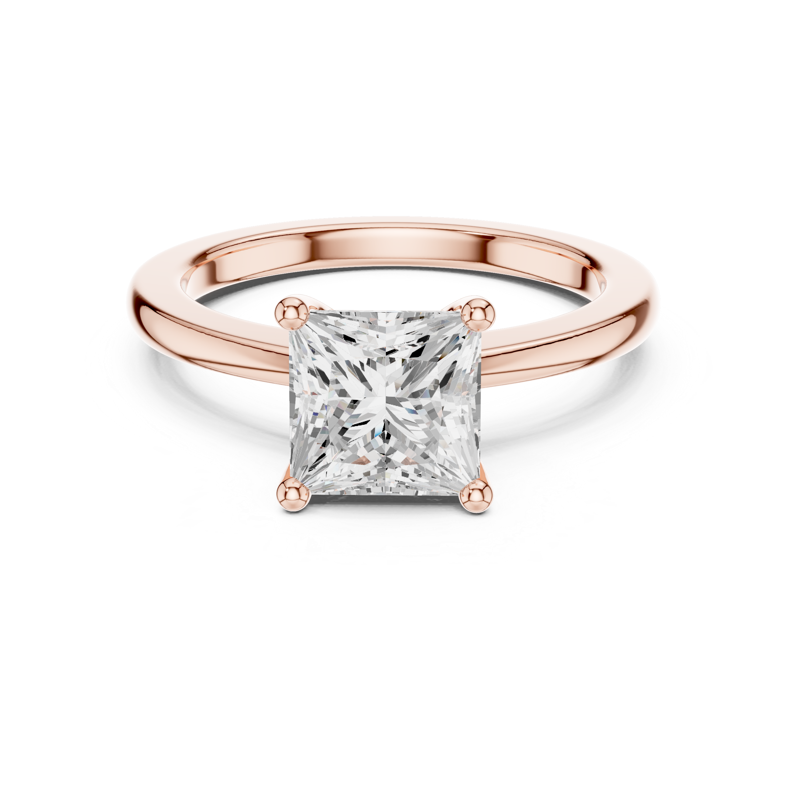 Timeless Princess Cut Diamond Solitaire Engagement Ring Classic Prong Setting accent stones classic look