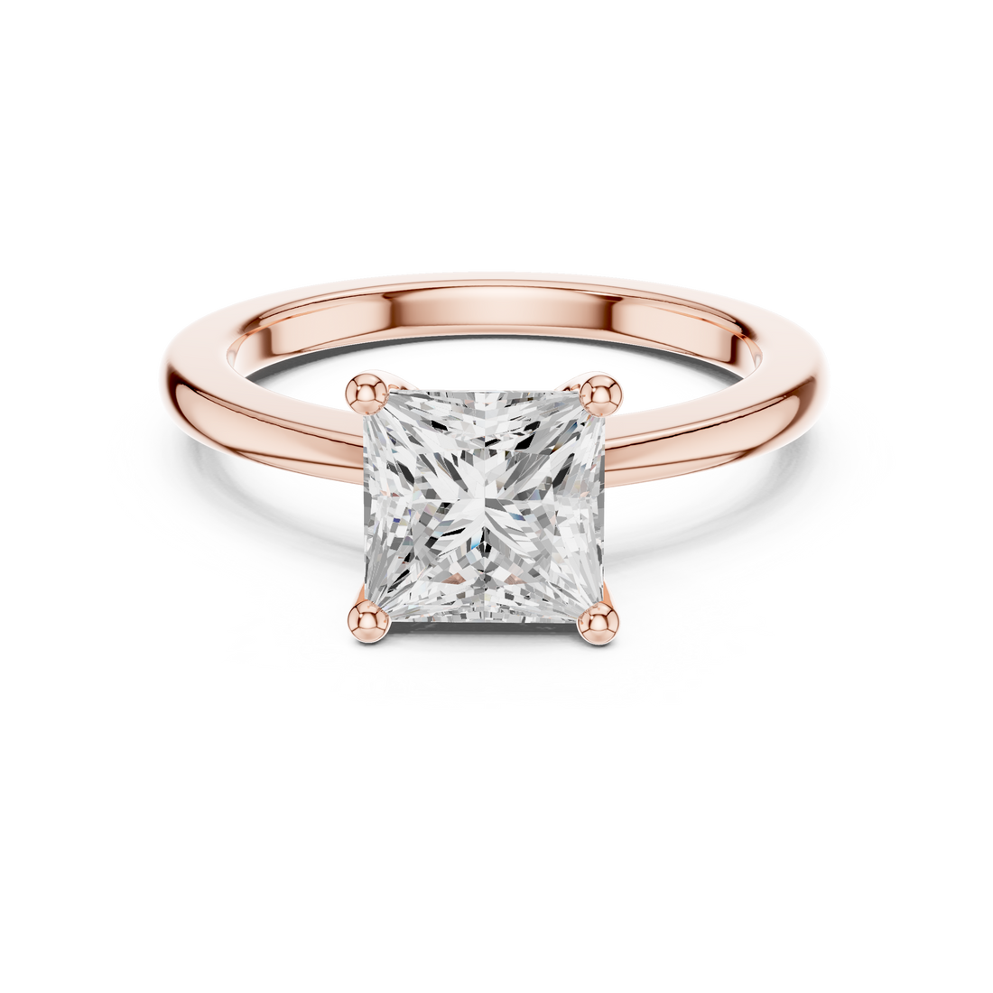 Timeless Princess Cut Diamond Solitaire Engagement Ring Classic Prong Setting accent stones classic look