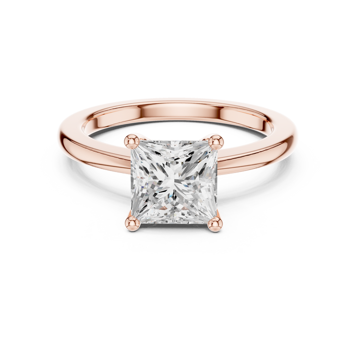Timeless Princess Cut Diamond Solitaire Engagement Ring Classic Prong Setting accent stones classic look