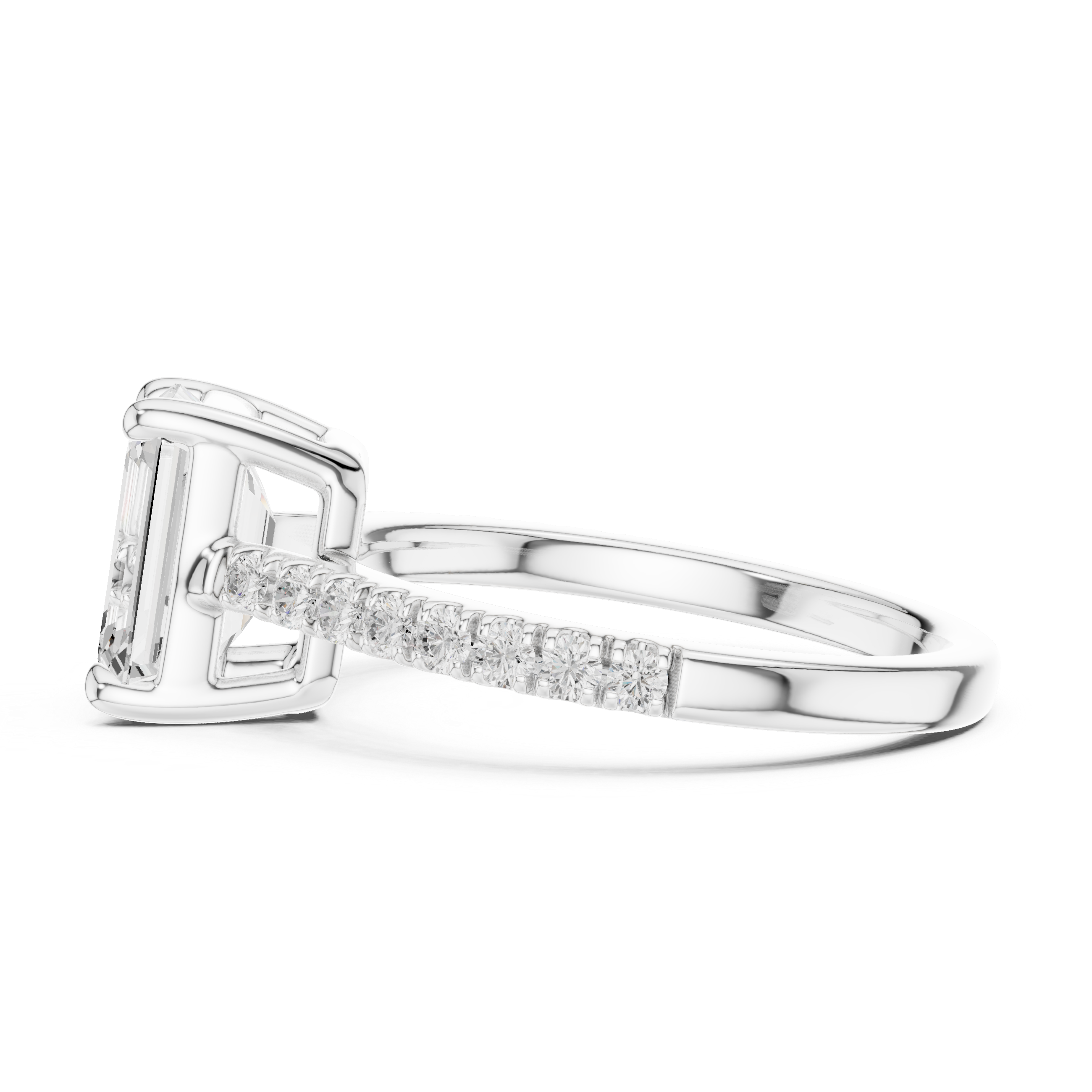 Luxury men's diamond band featuring row of sparkling stones.