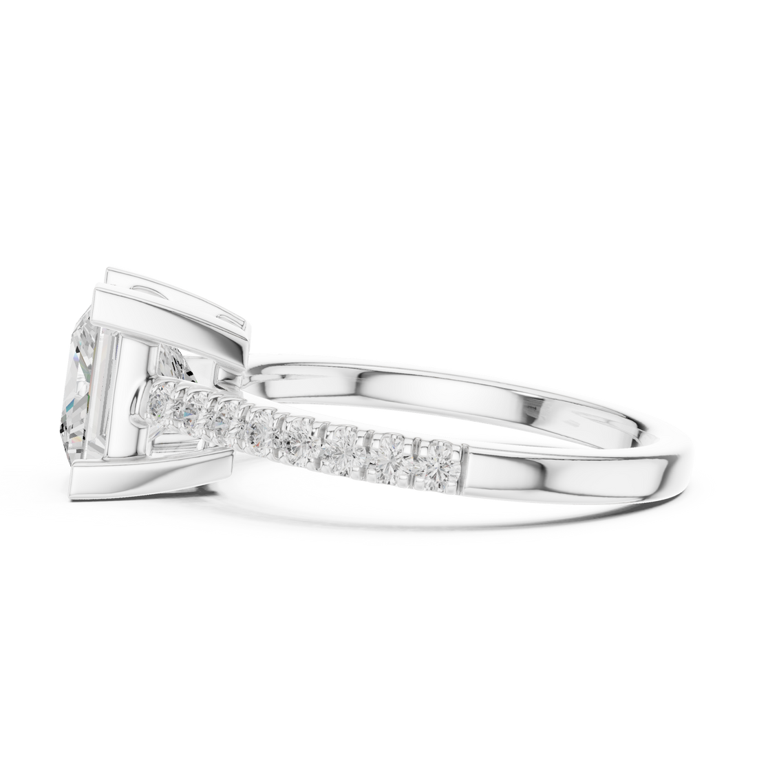 Stylish marquise diamond ring with elongated shape and delicate prong setting.