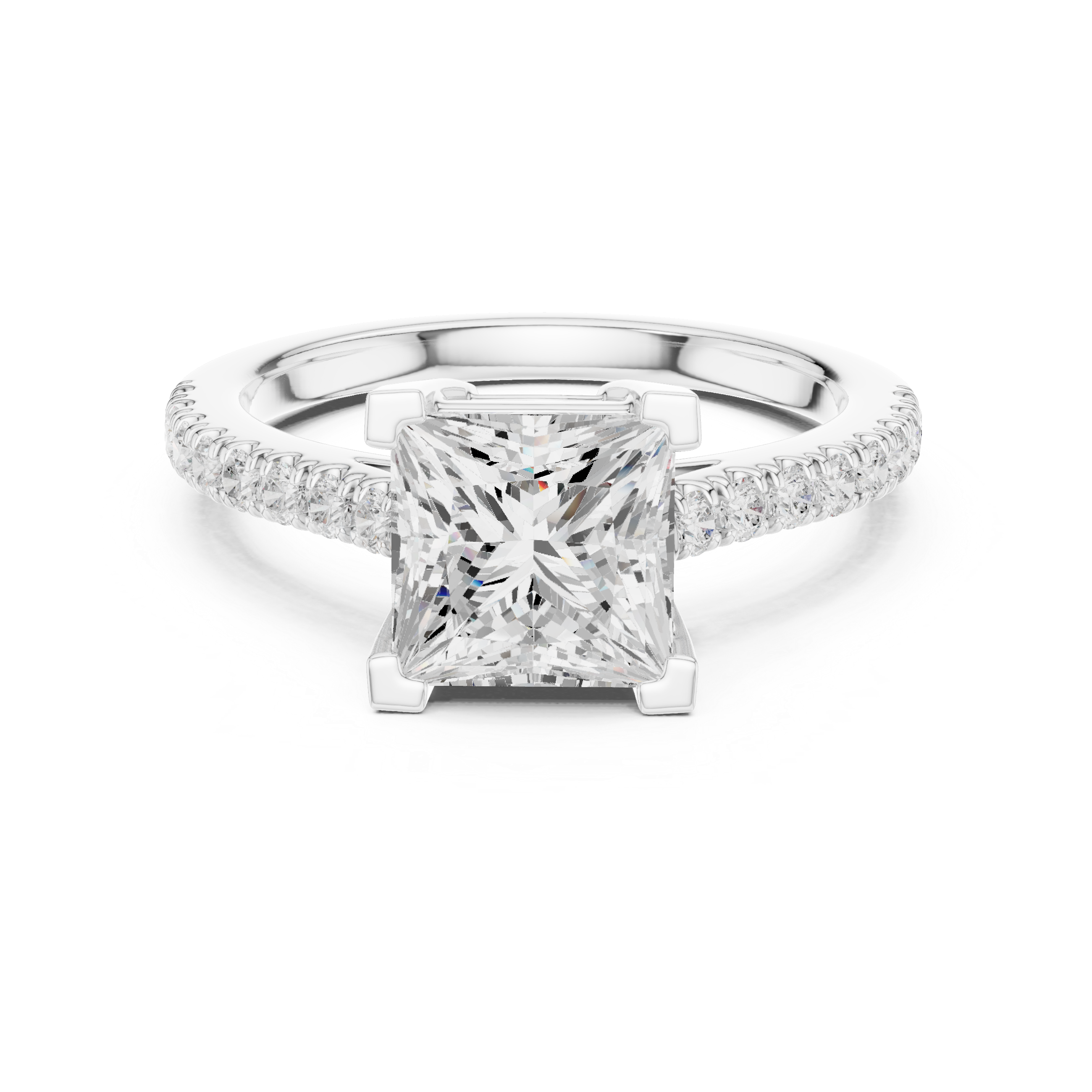 Modern three-stone diamond ring symbolizing past present and future with elegant design.