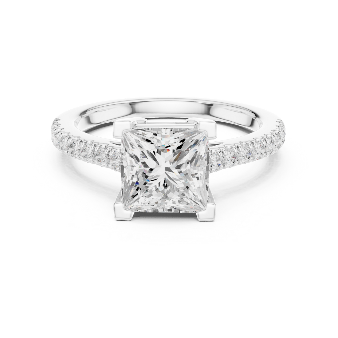Modern three-stone diamond ring symbolizing past present and future with elegant design.