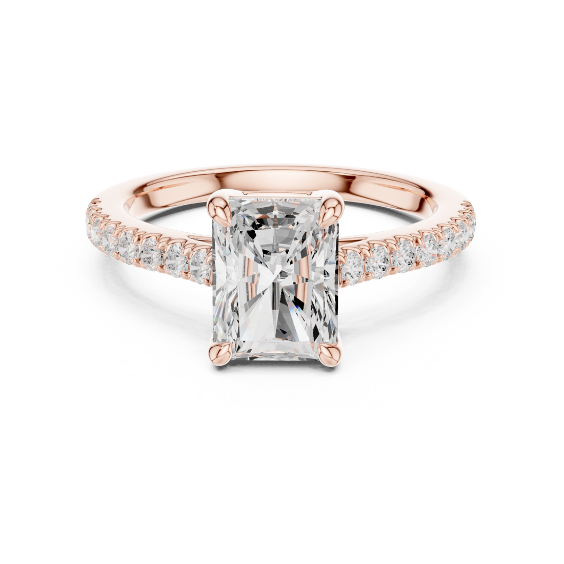 Elegant eternity ring featuring continuous circle of diamonds around the band.
