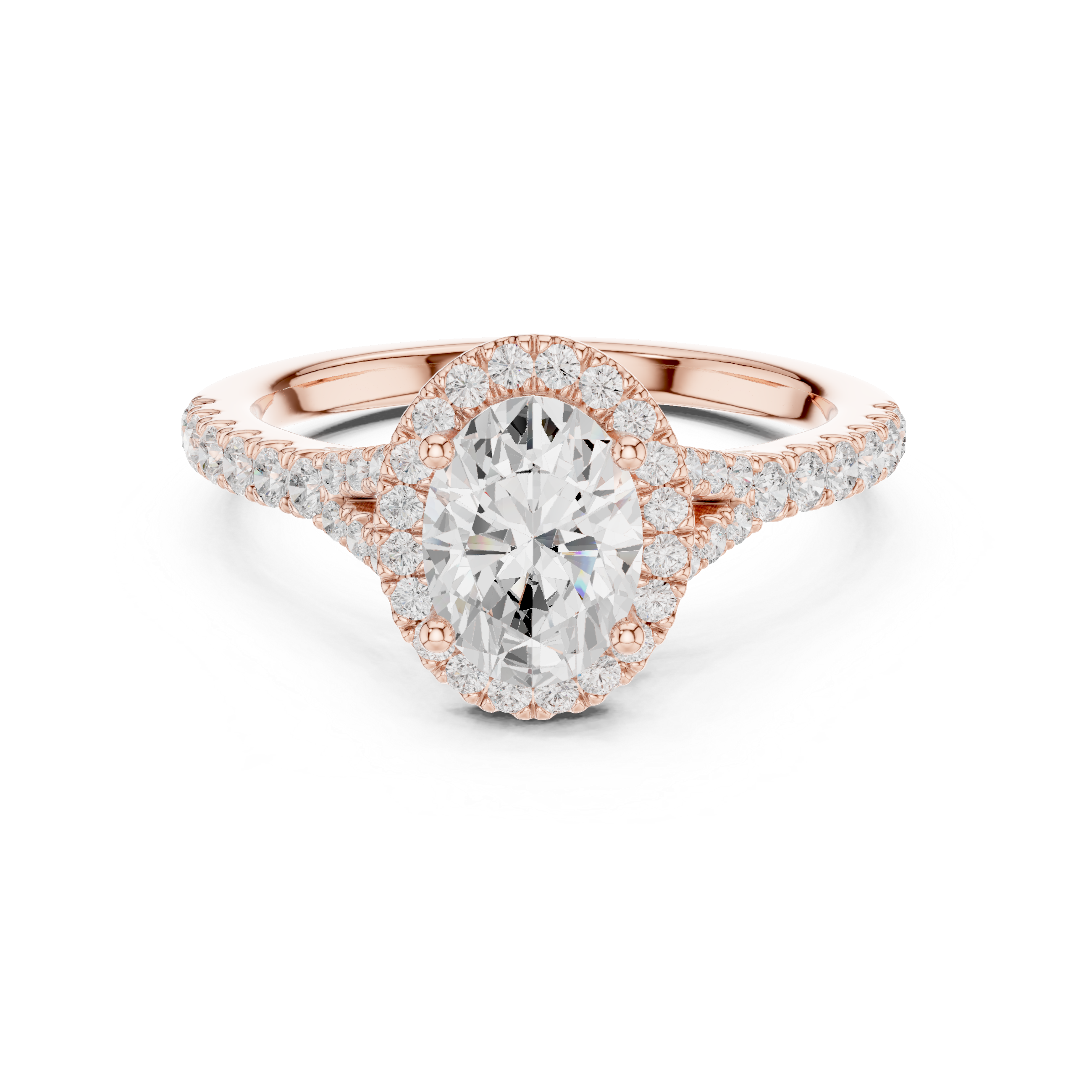 Sparkling Oval Cut Diamond Halo Engagement Ring close-up accent detail