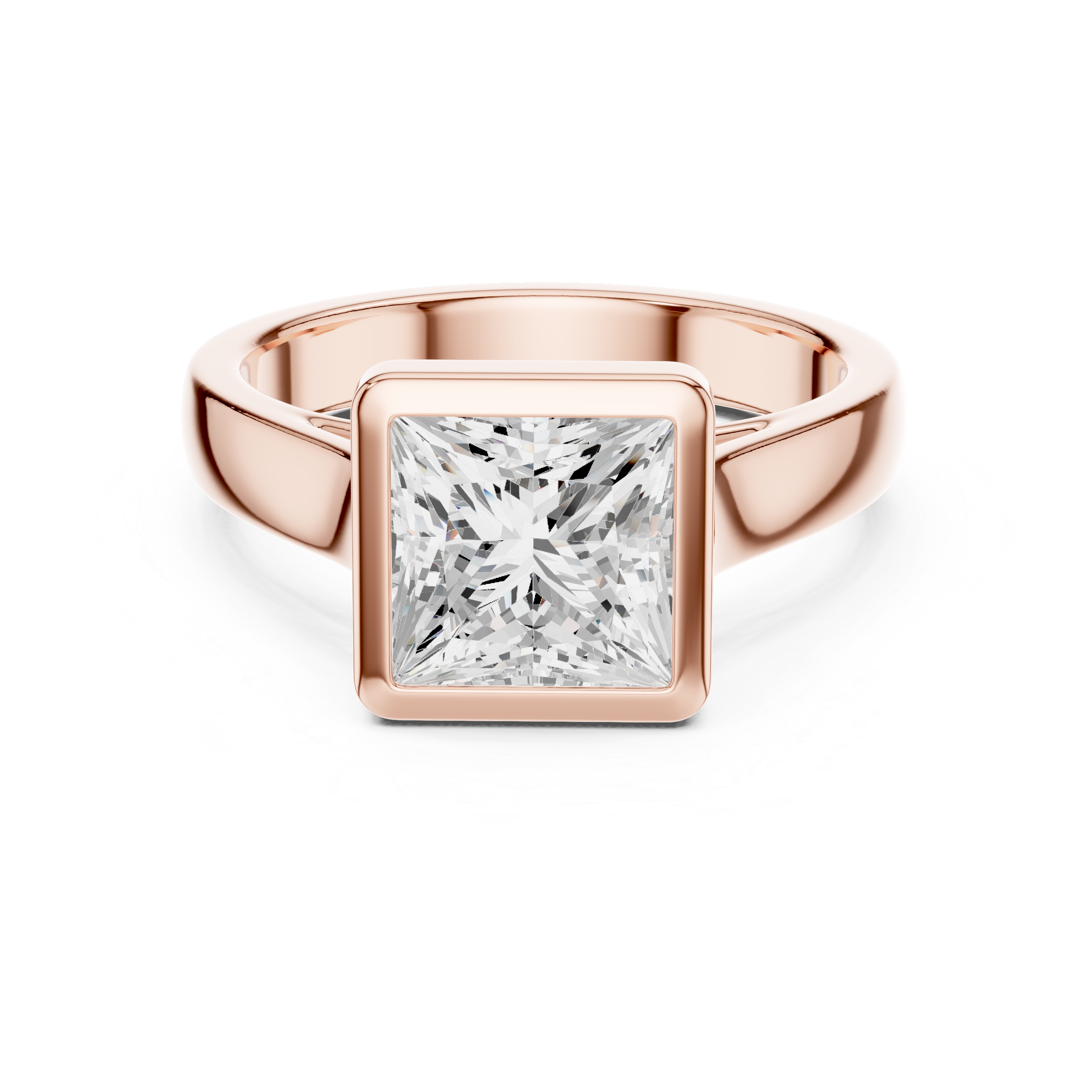 Stackable rings set with thin polished bands.
