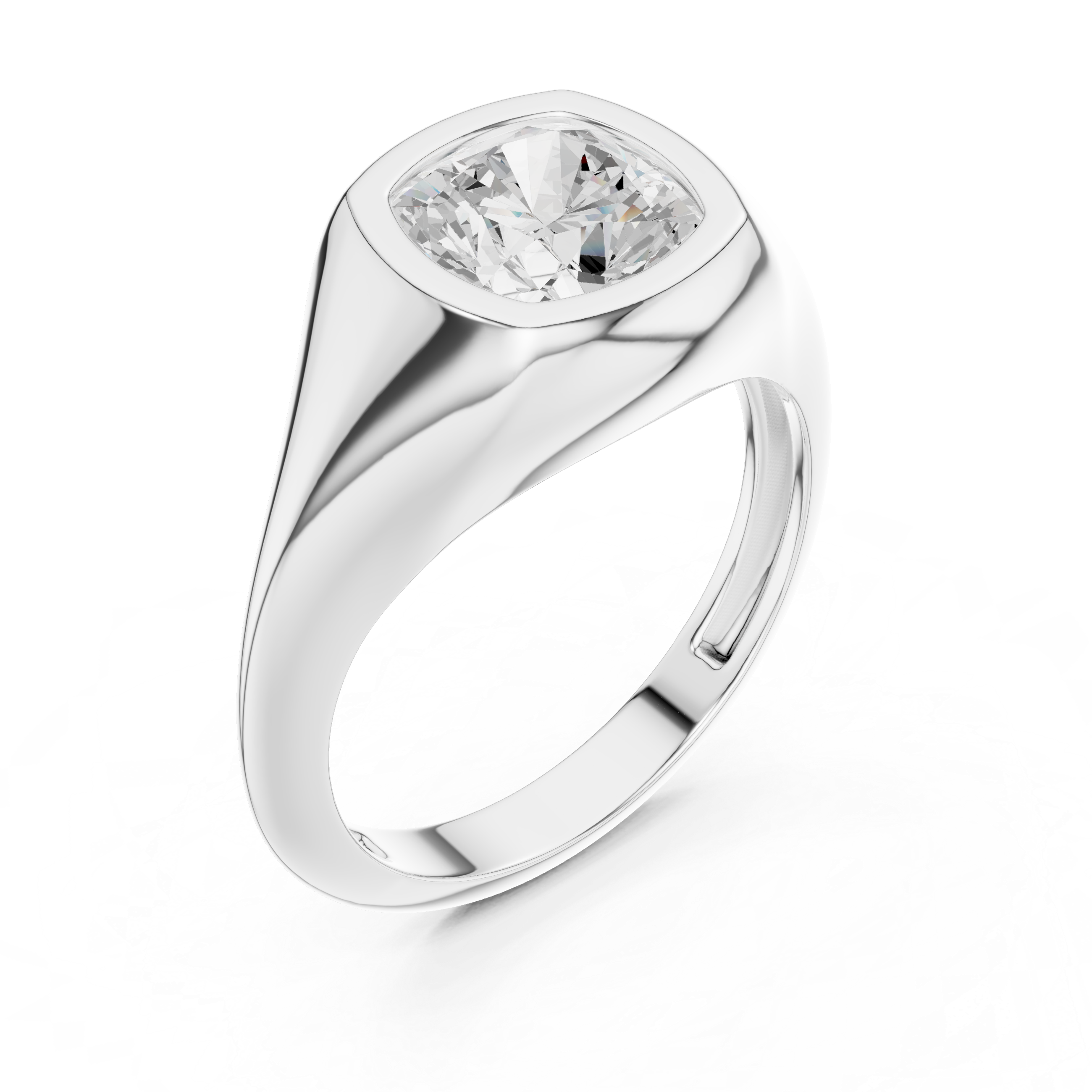 Halo engagement ring with brilliant diamond border.