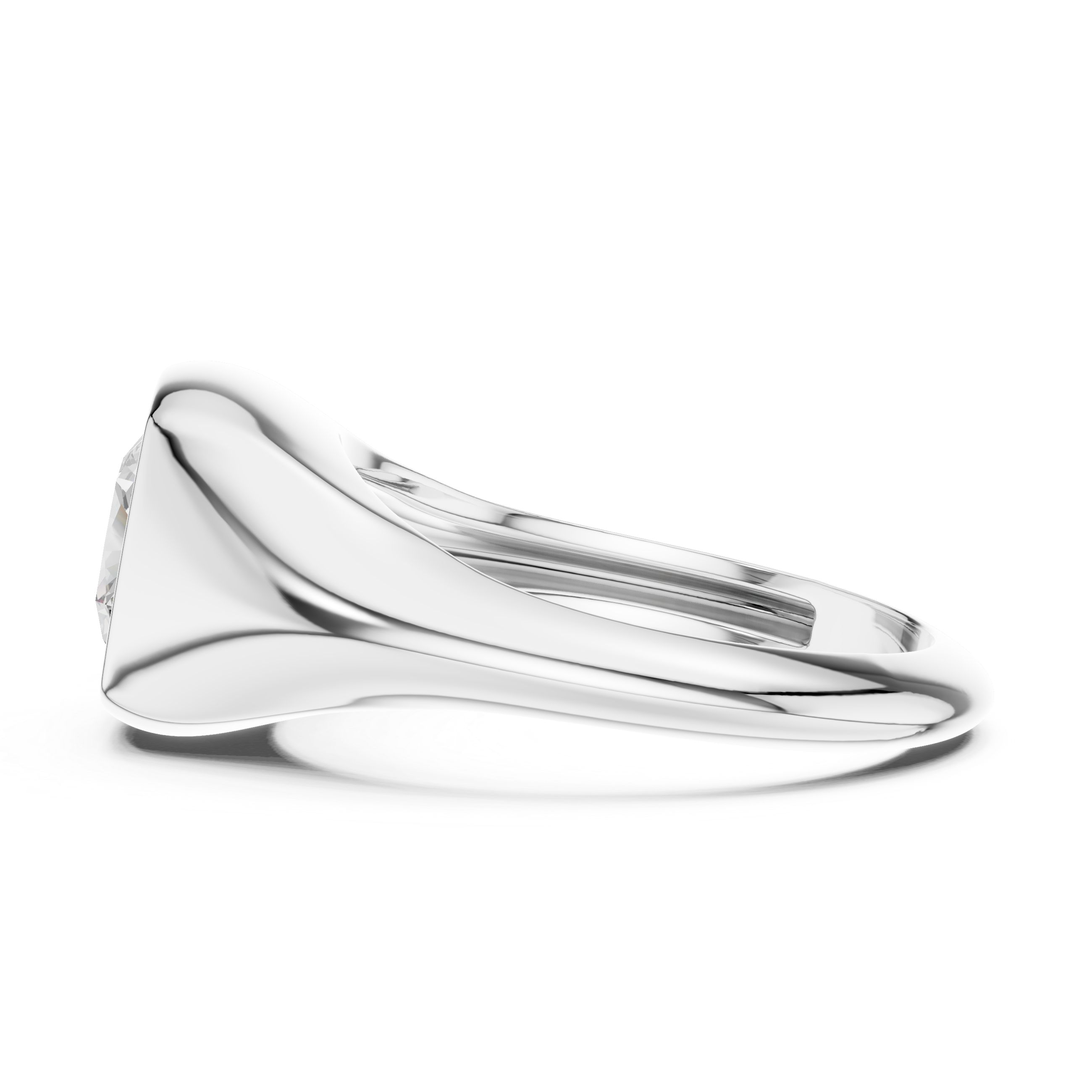 Oval diamond ring with slender gold band.