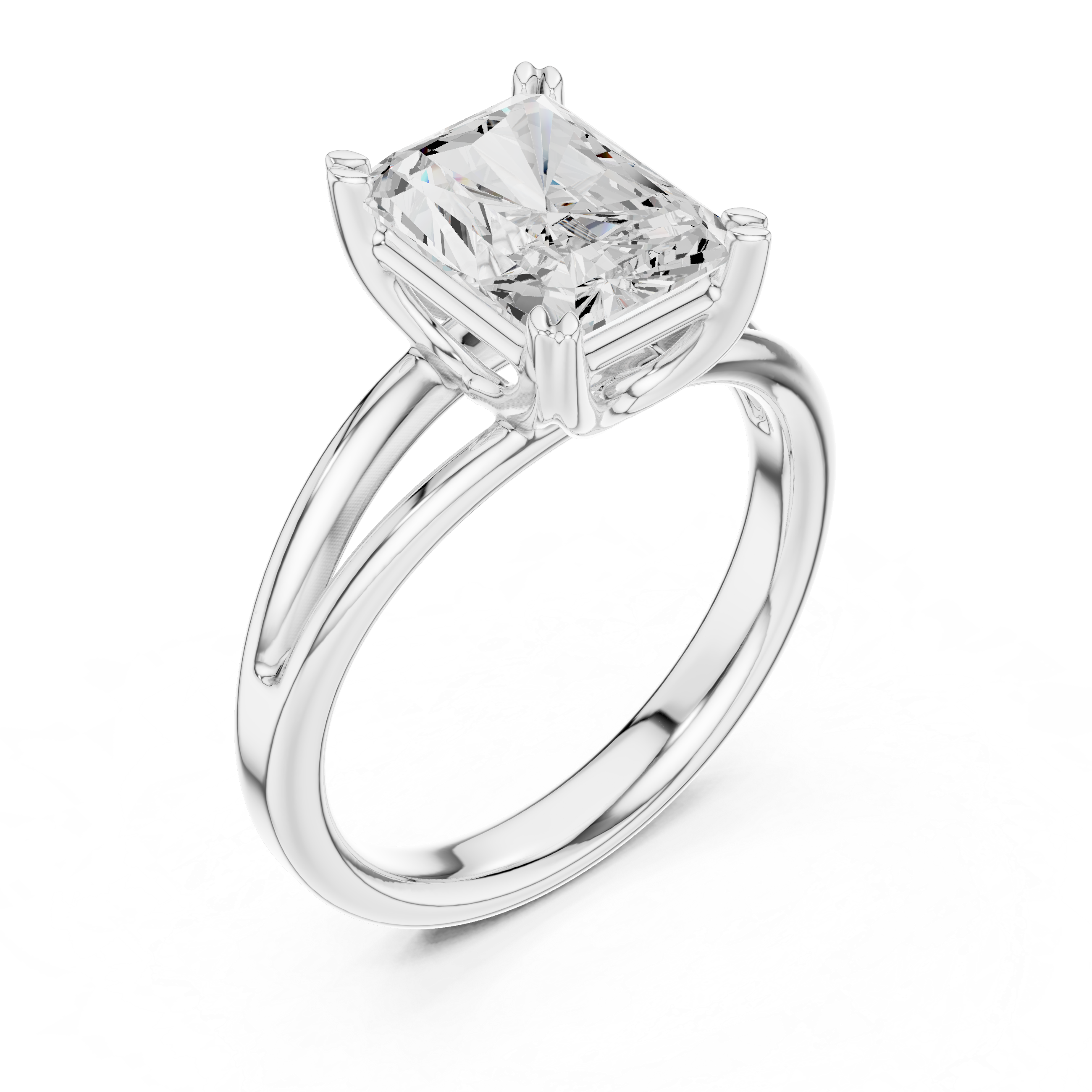 White gold solitaire band with sleek finish.