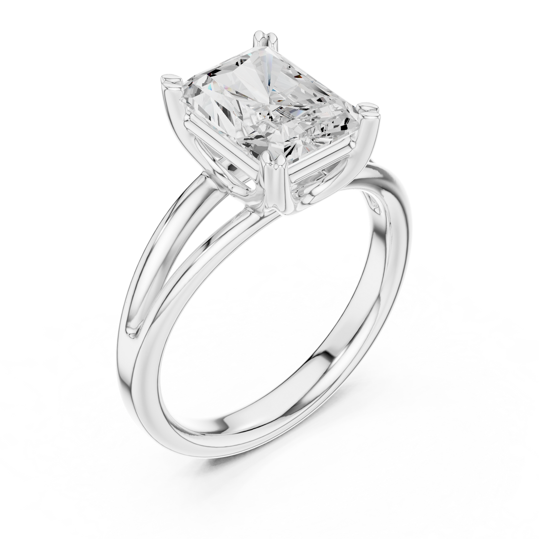 White gold solitaire band with sleek finish.