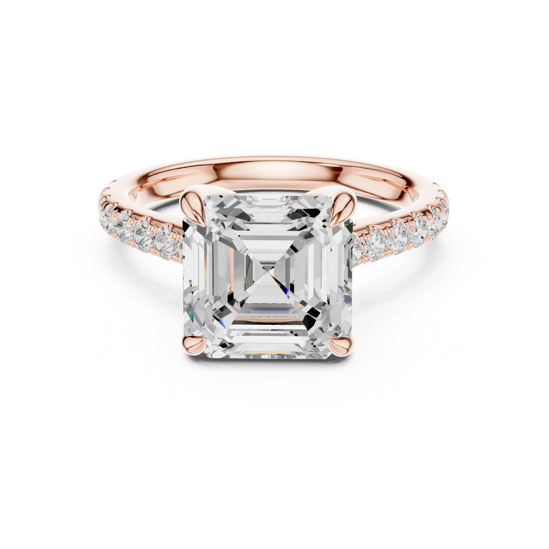 Elegant princess-cut diamond engagement ring with brilliant center stone and slim polished gold band.