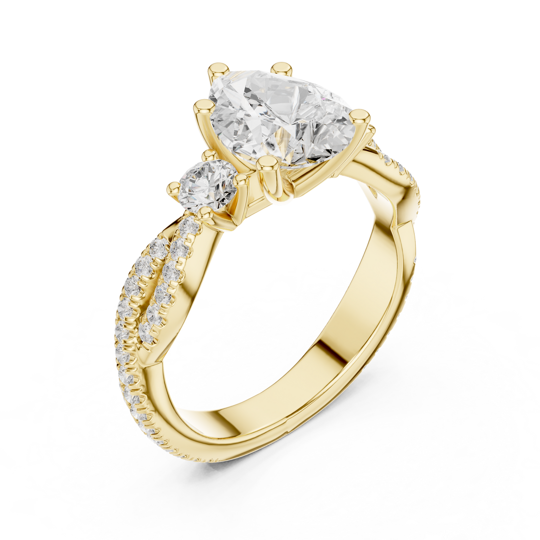 Classic halo cocktail ring featuring large central gemstone.