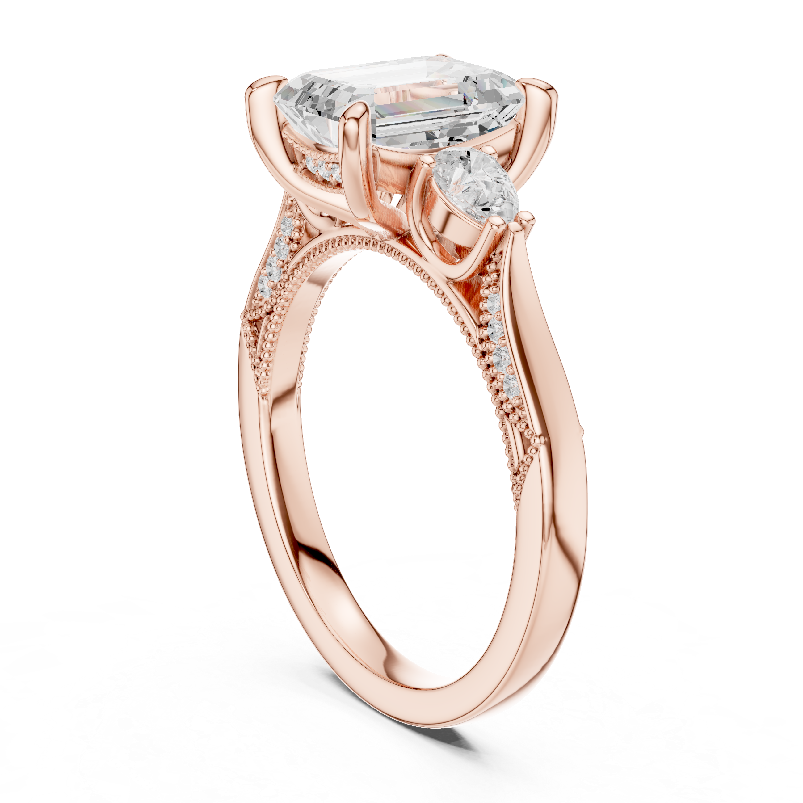 Classic cushion-cut diamond ring with vintage-inspired halo setting and sparkling accents.