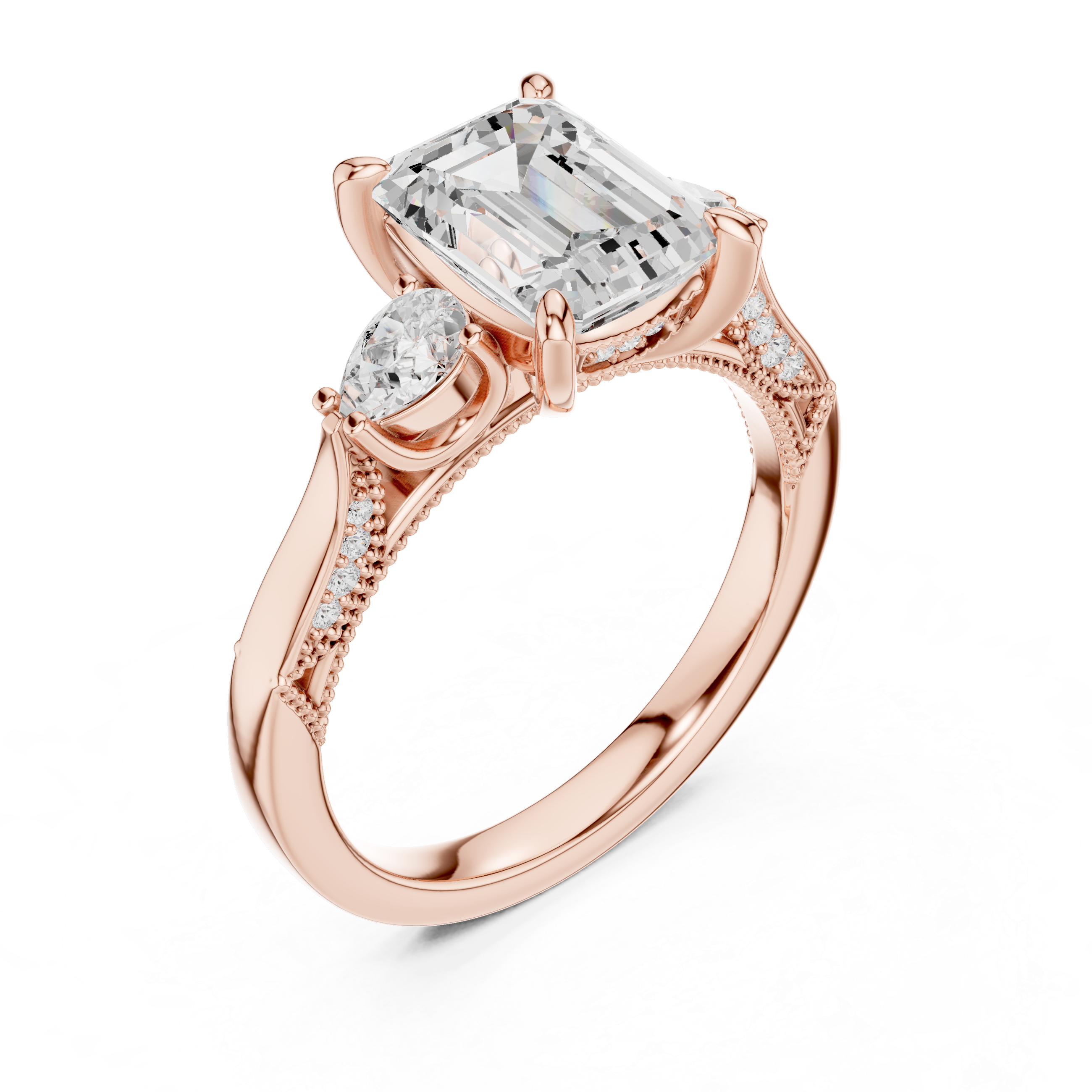 Stylish marquise diamond ring with elongated shape and delicate prong setting.