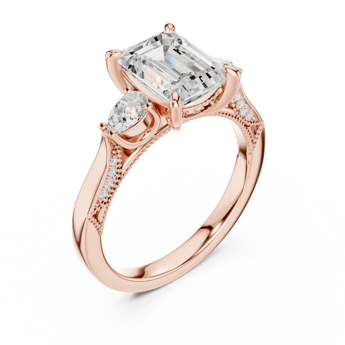 Stylish marquise diamond ring with elongated shape and delicate prong setting.