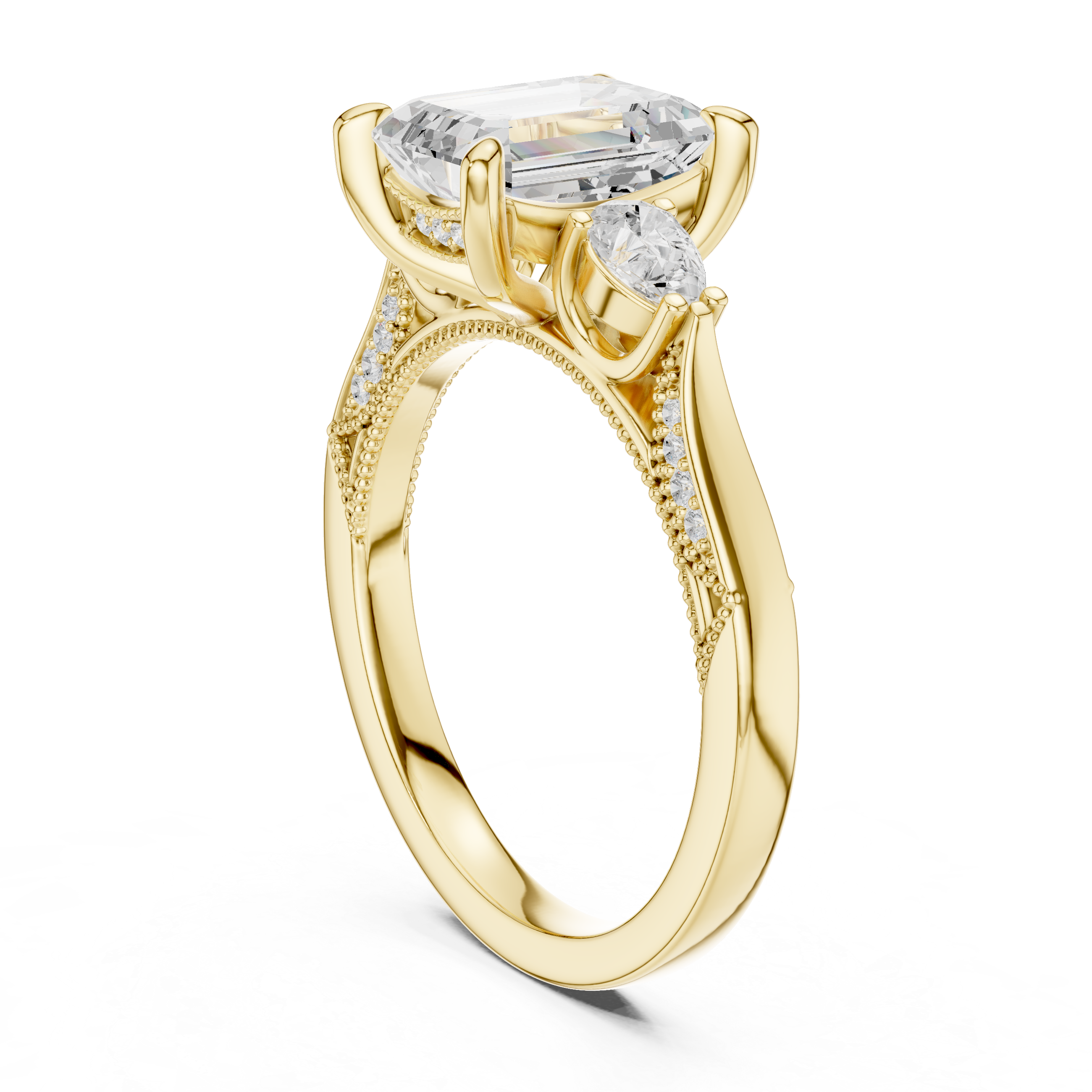 Designer floral diamond ring inspired by blooming flower patterns.