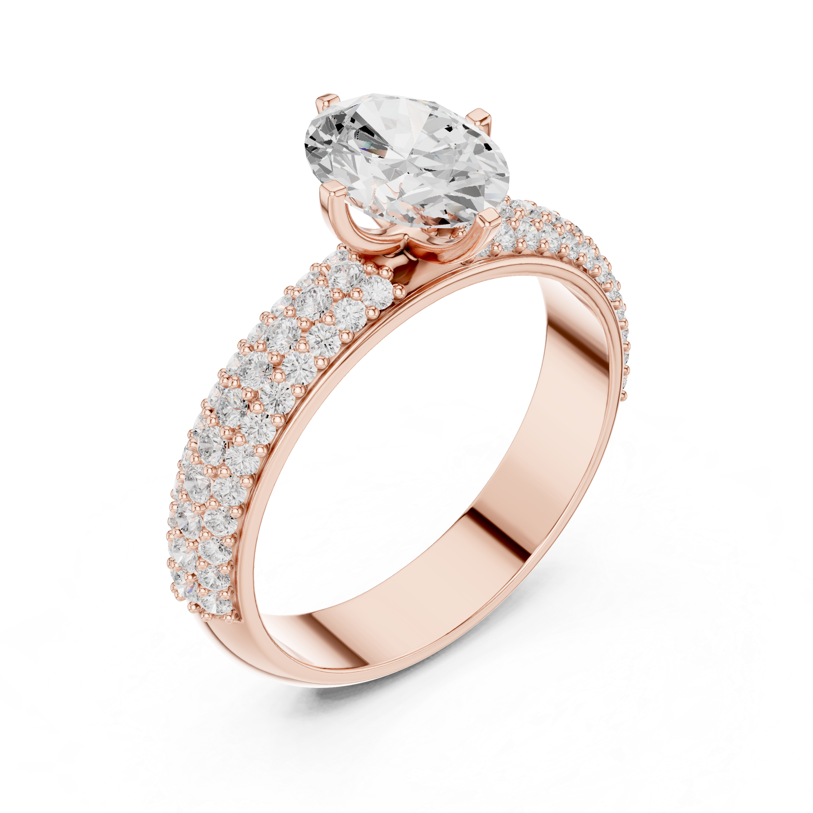 Stylish marquise diamond ring with elongated shape and delicate prong setting.
