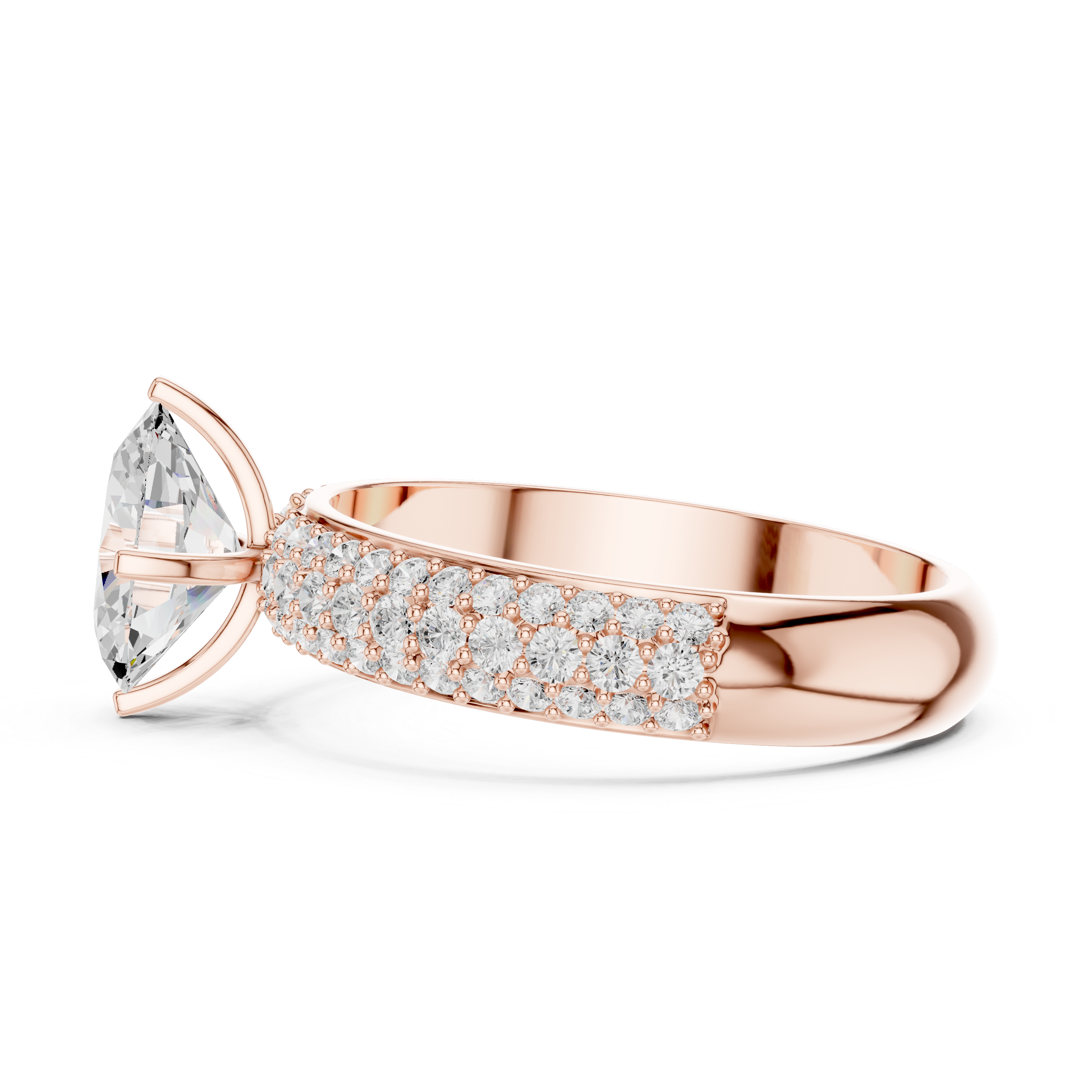 Modern three-stone diamond ring symbolizing past present and future with elegant design.