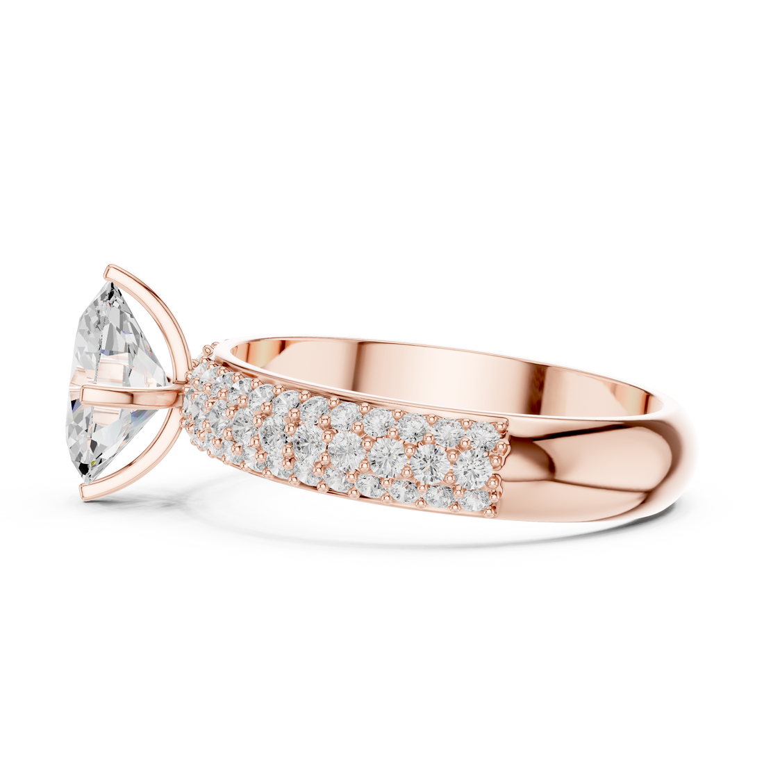 Modern three-stone diamond ring symbolizing past present and future with elegant design.