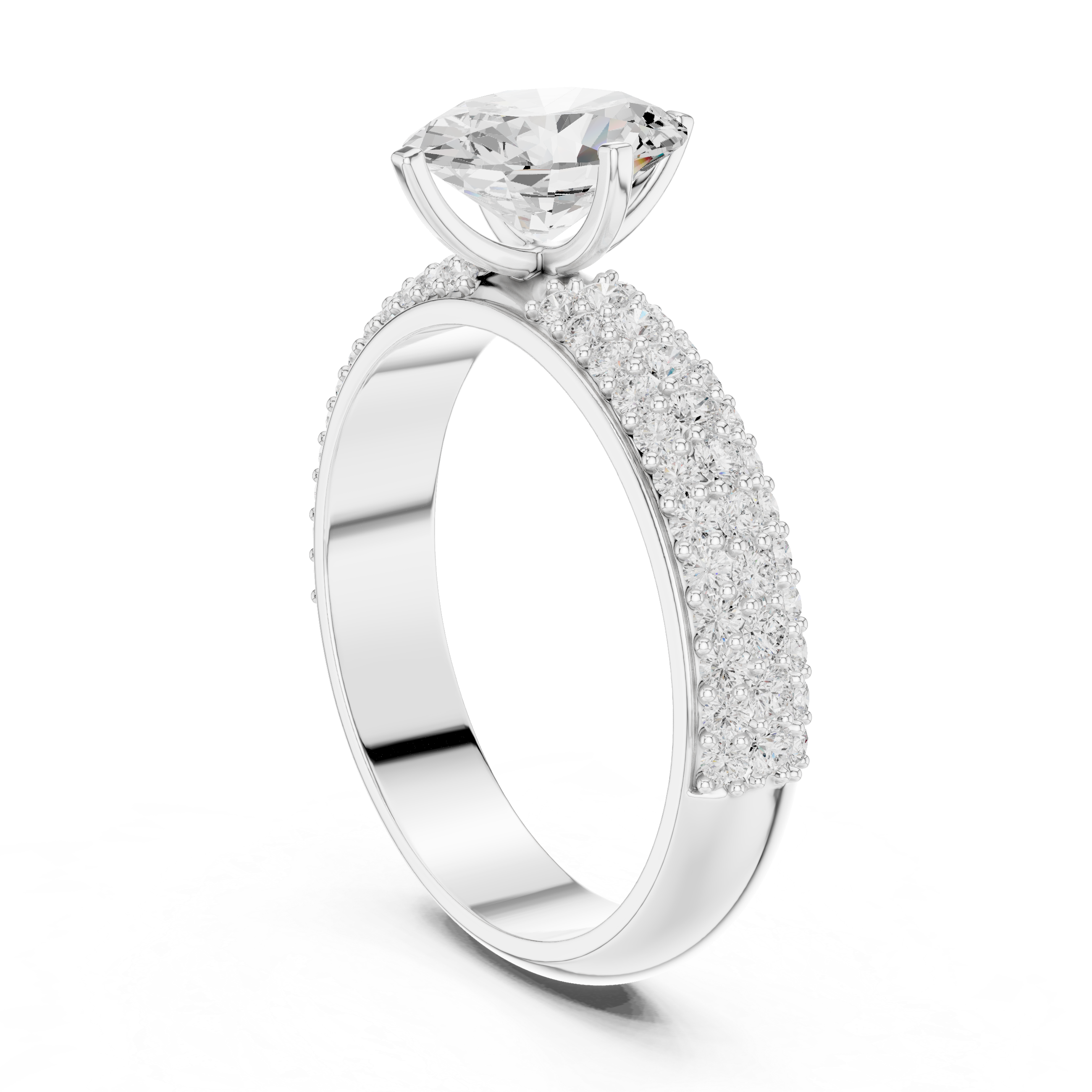 Luxury cluster diamond ring featuring multiple small stones forming dazzling centerpiece.