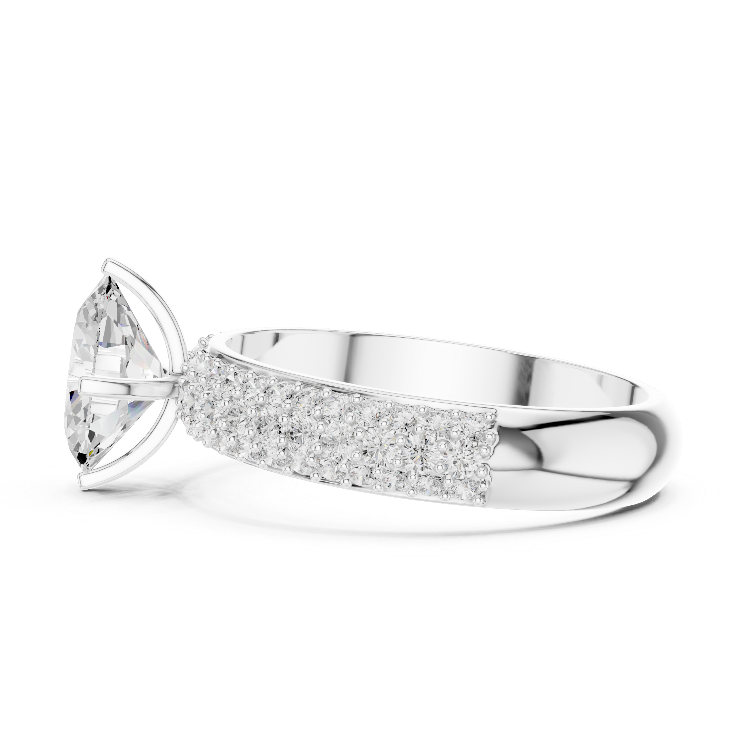 Elegant eternity ring featuring continuous circle of diamonds around the band.