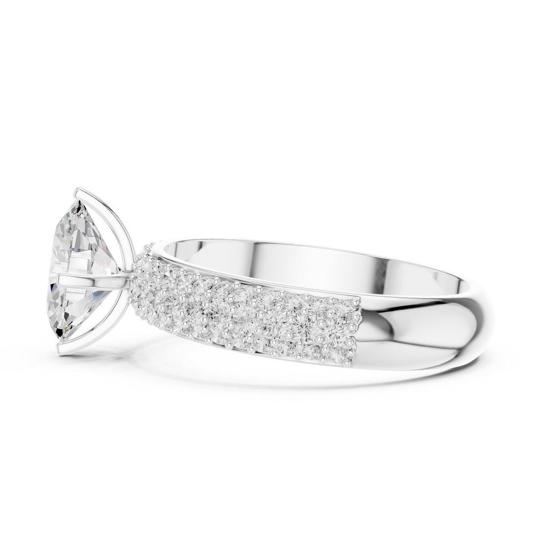 Elegant eternity ring featuring continuous circle of diamonds around the band.