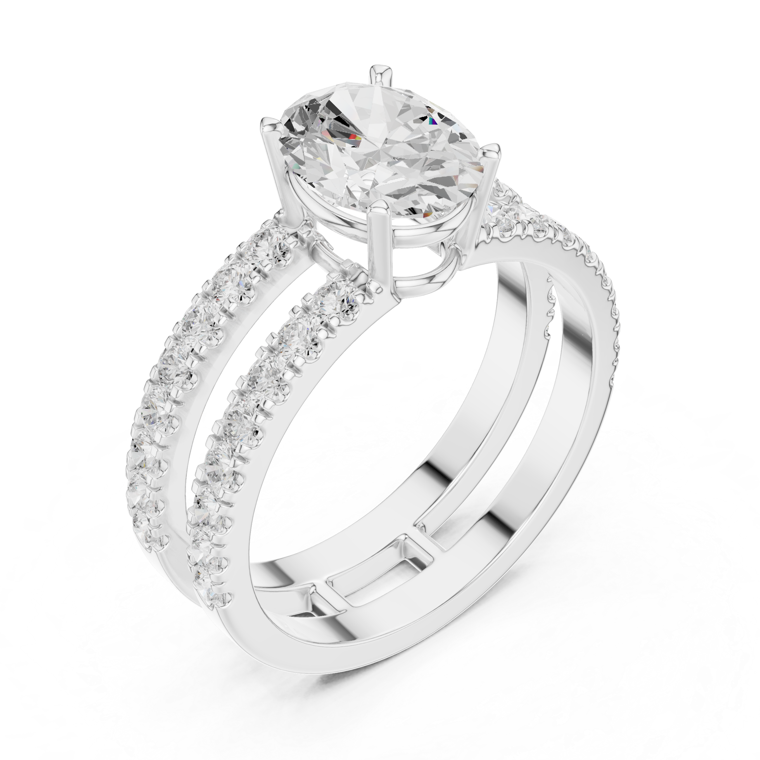 Stylish anniversary ring featuring sparkling stone accents.