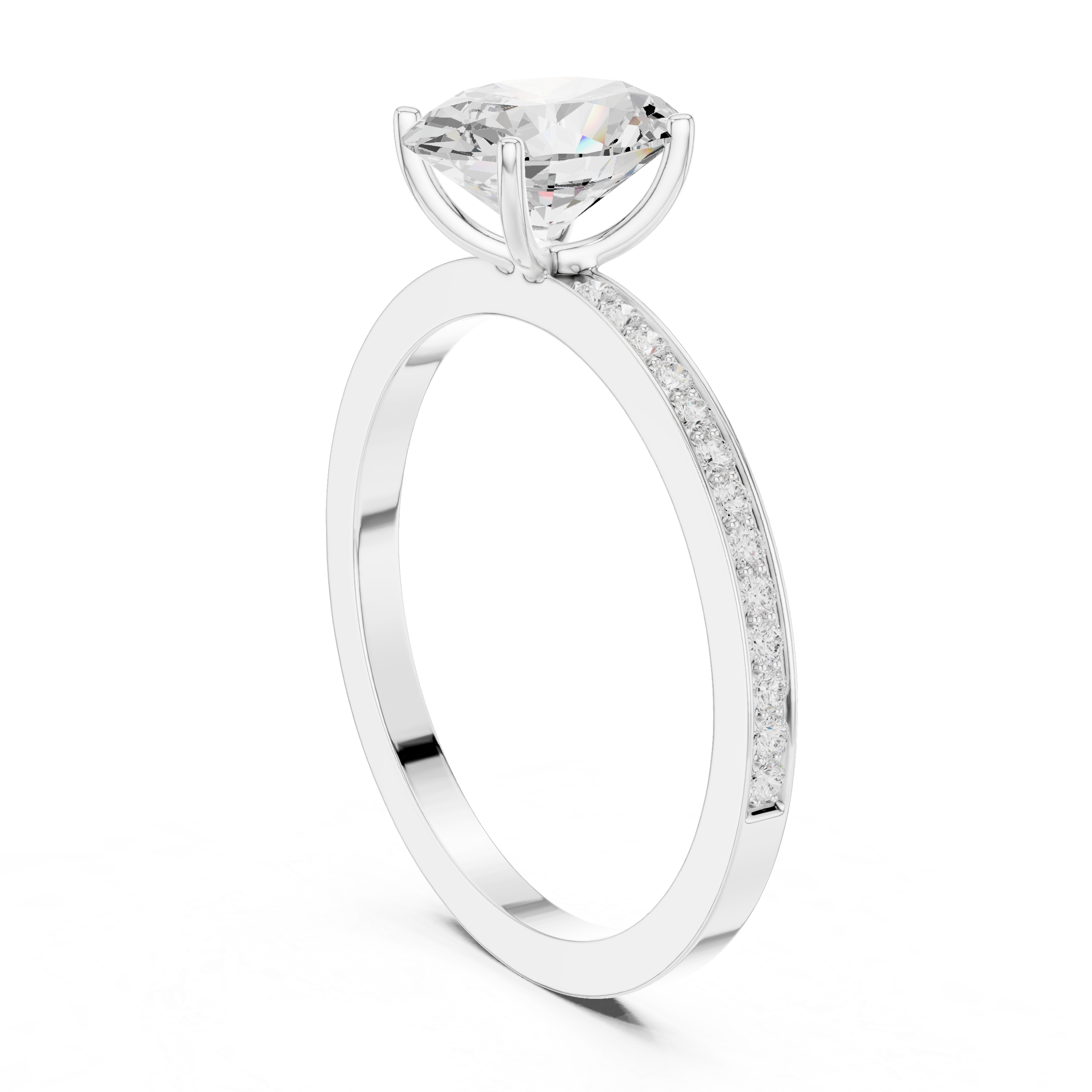 Modern three-stone diamond ring symbolizing past present and future with elegant design.