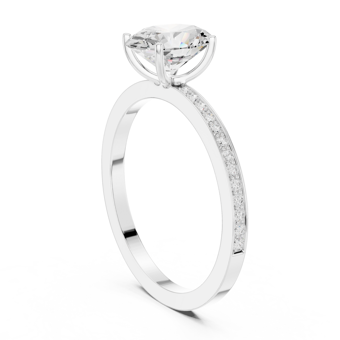Modern three-stone diamond ring symbolizing past present and future with elegant design.
